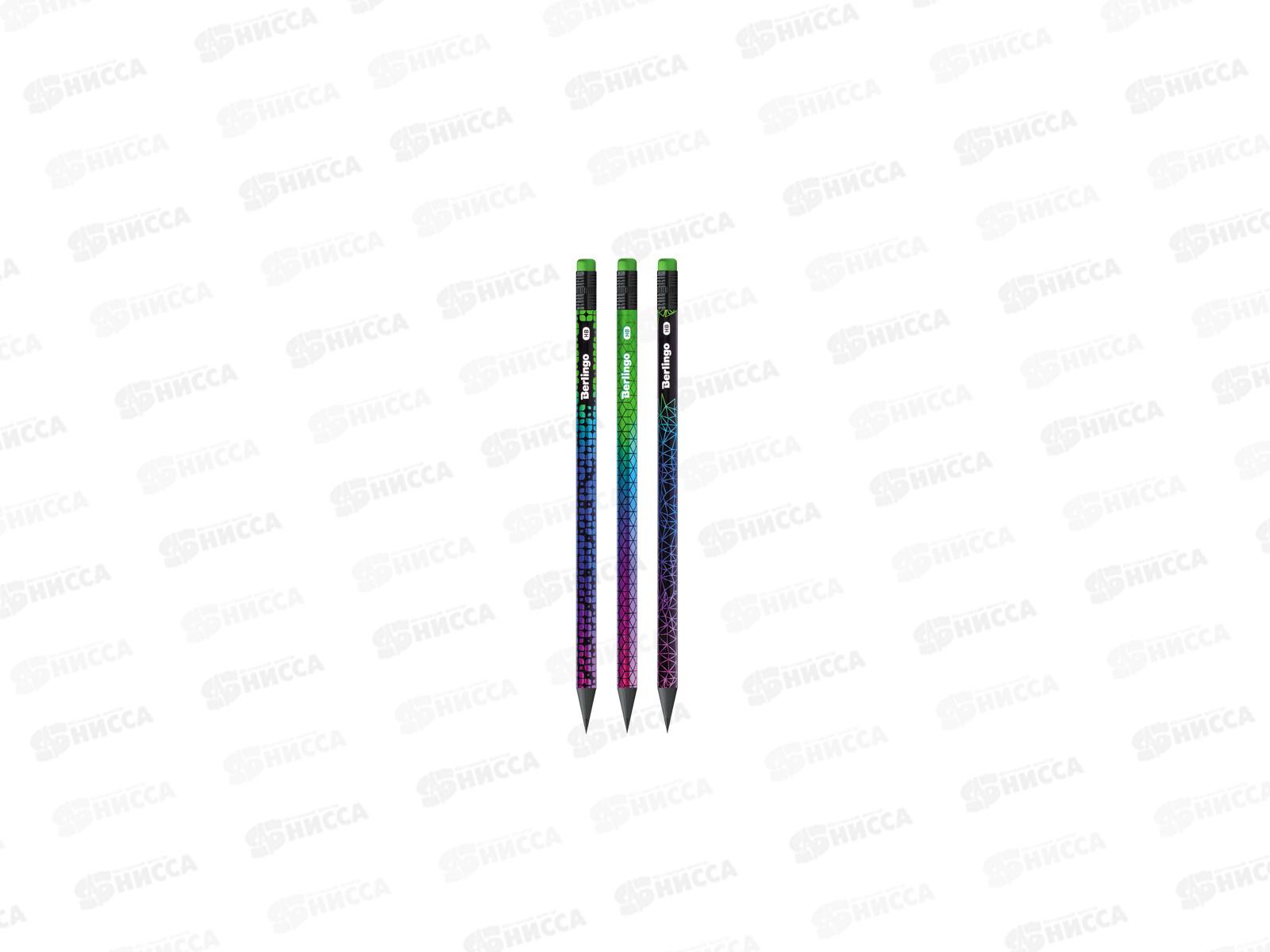 Карандаш чернографитный с ластиком Berlingo Skylne HB заточенный  ВР01130*72