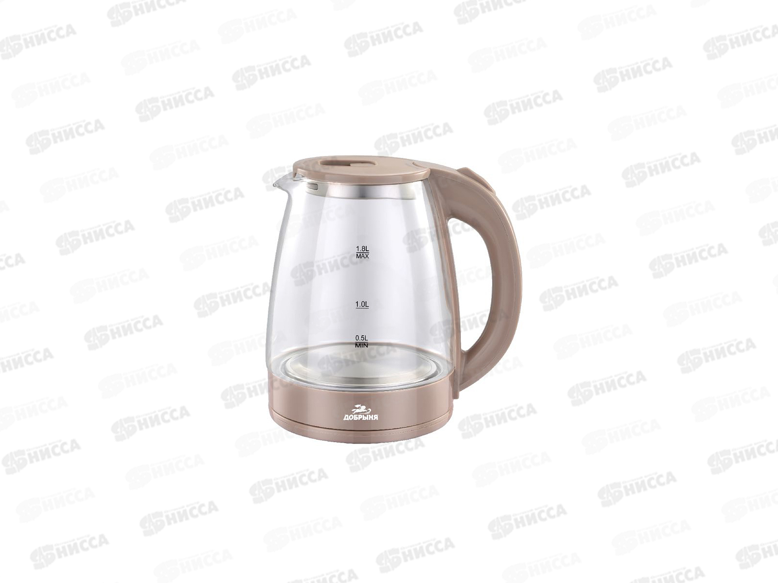 Чайник электрический DO-1254B 1800Вт 1,8л стекло бежевый Добрыня