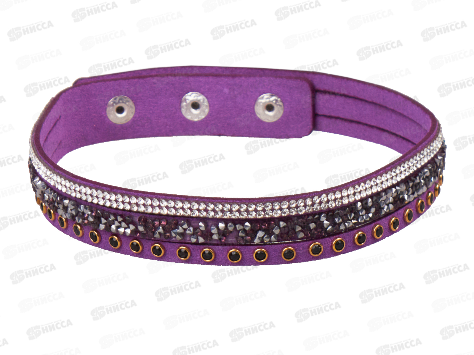 Браслет &quotкожа&quot со страз 40см №1000