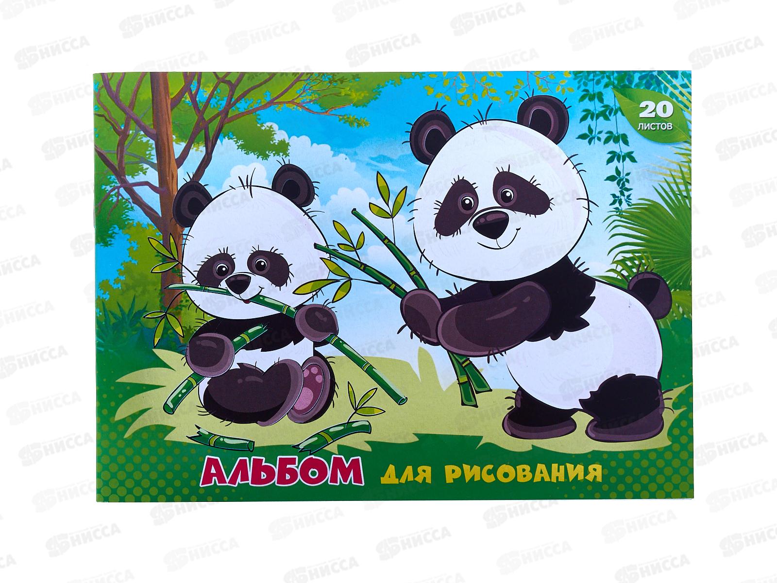 Альбом для рисования 20 листов ПГС А5 Пандочки, скрепка *40
