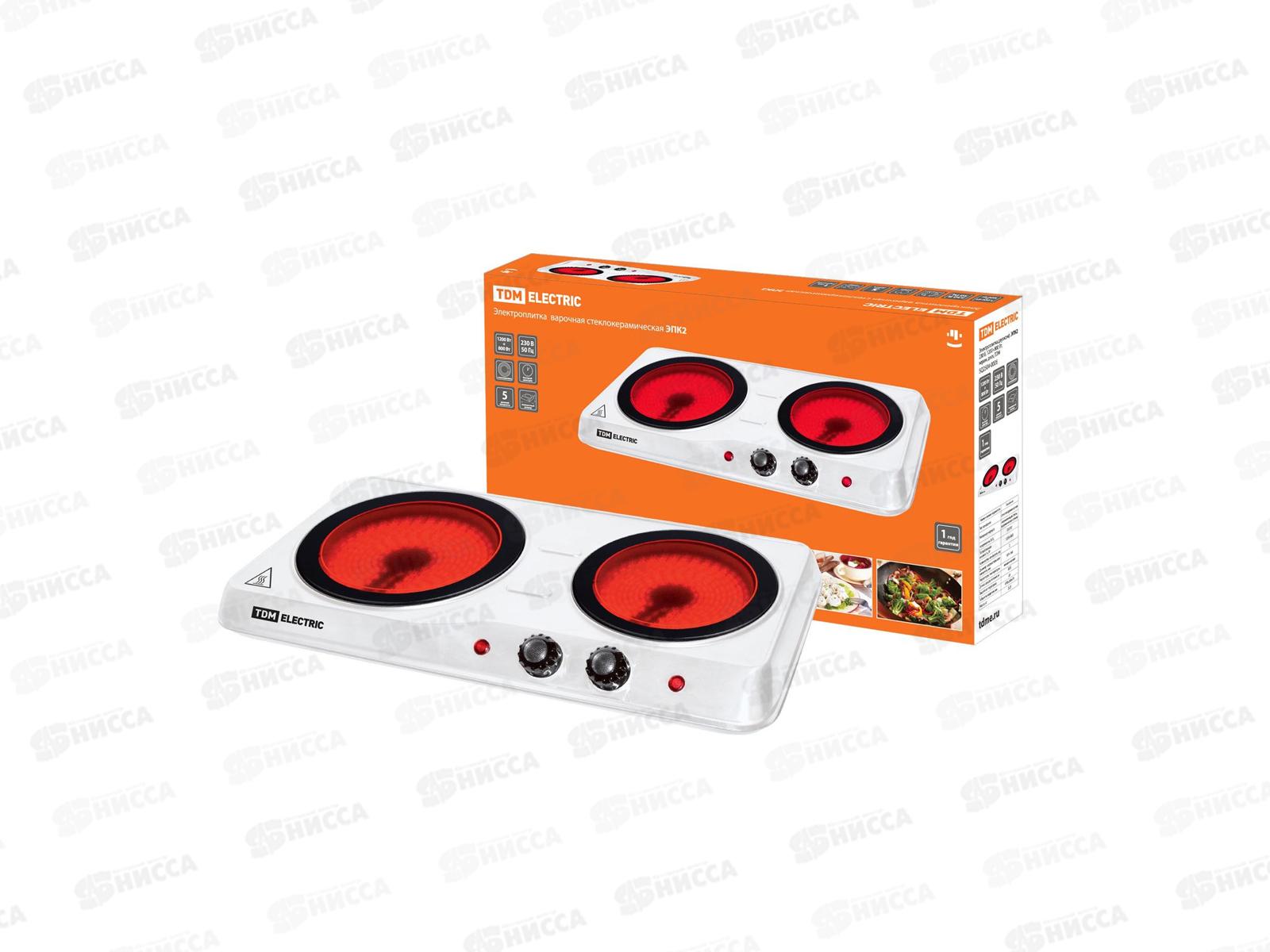 Плита элек. двухконф. ЭПК2 1200+800 Вт керам., TDM, 0006