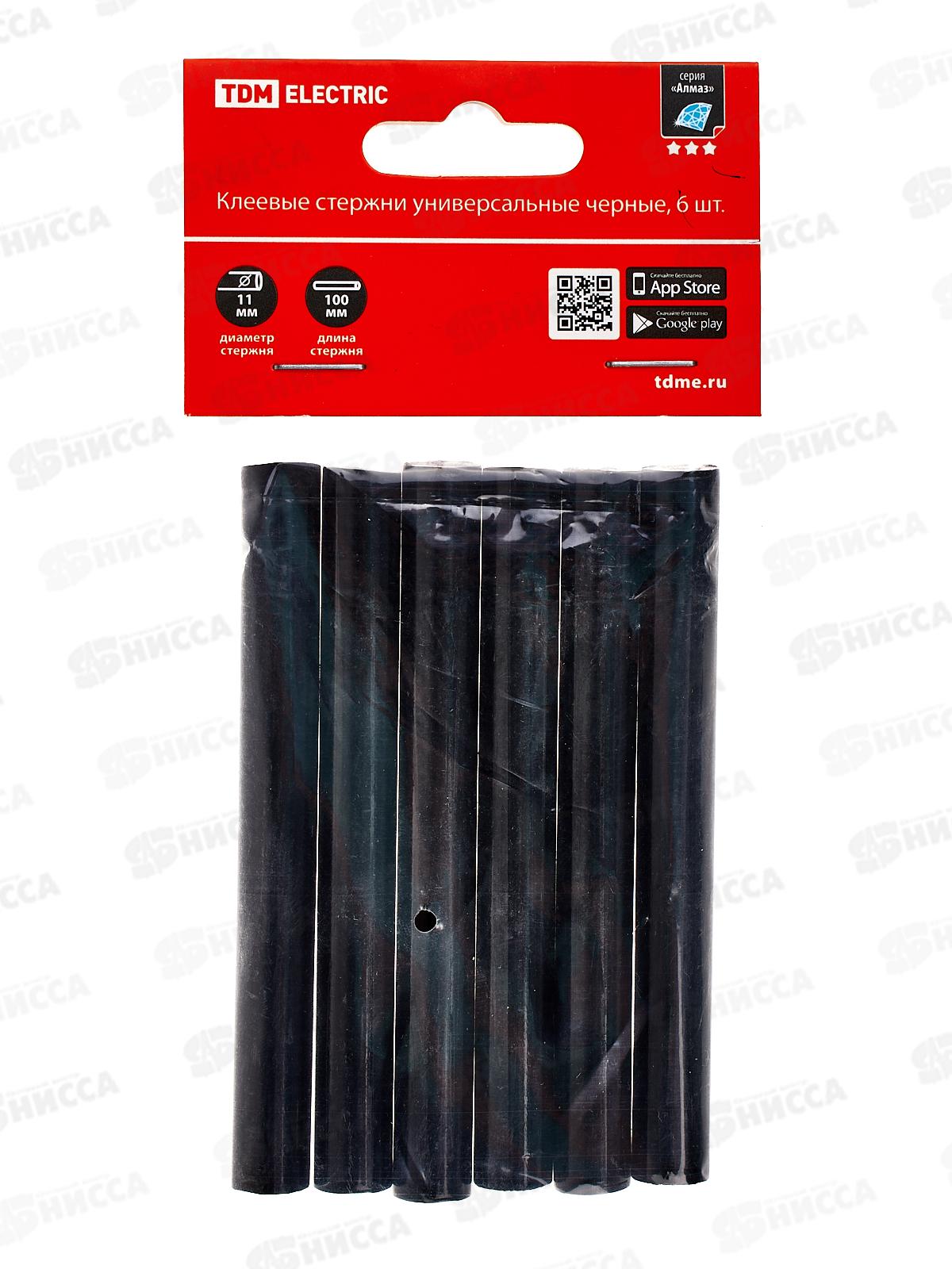 Клеевые стержни TDM 11мм х 100мм, 6шт черные, Алмаз 0512 *140