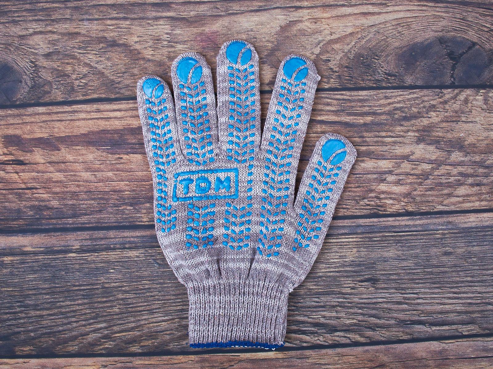 Перчатки хлопчатобумажные с ПВХ Протектор, серый меланж, TDM размер 9 *10/300