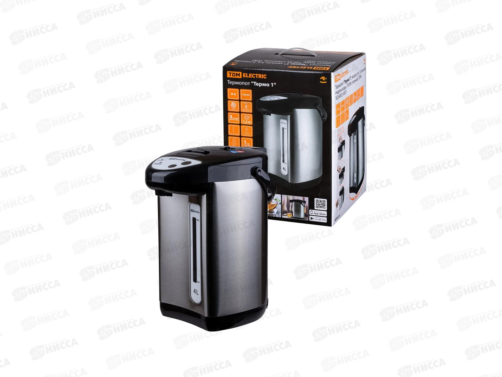 Термопот TDM &quotТермо 1&quot металл, 4л, 750Вт, стальной, 0001
