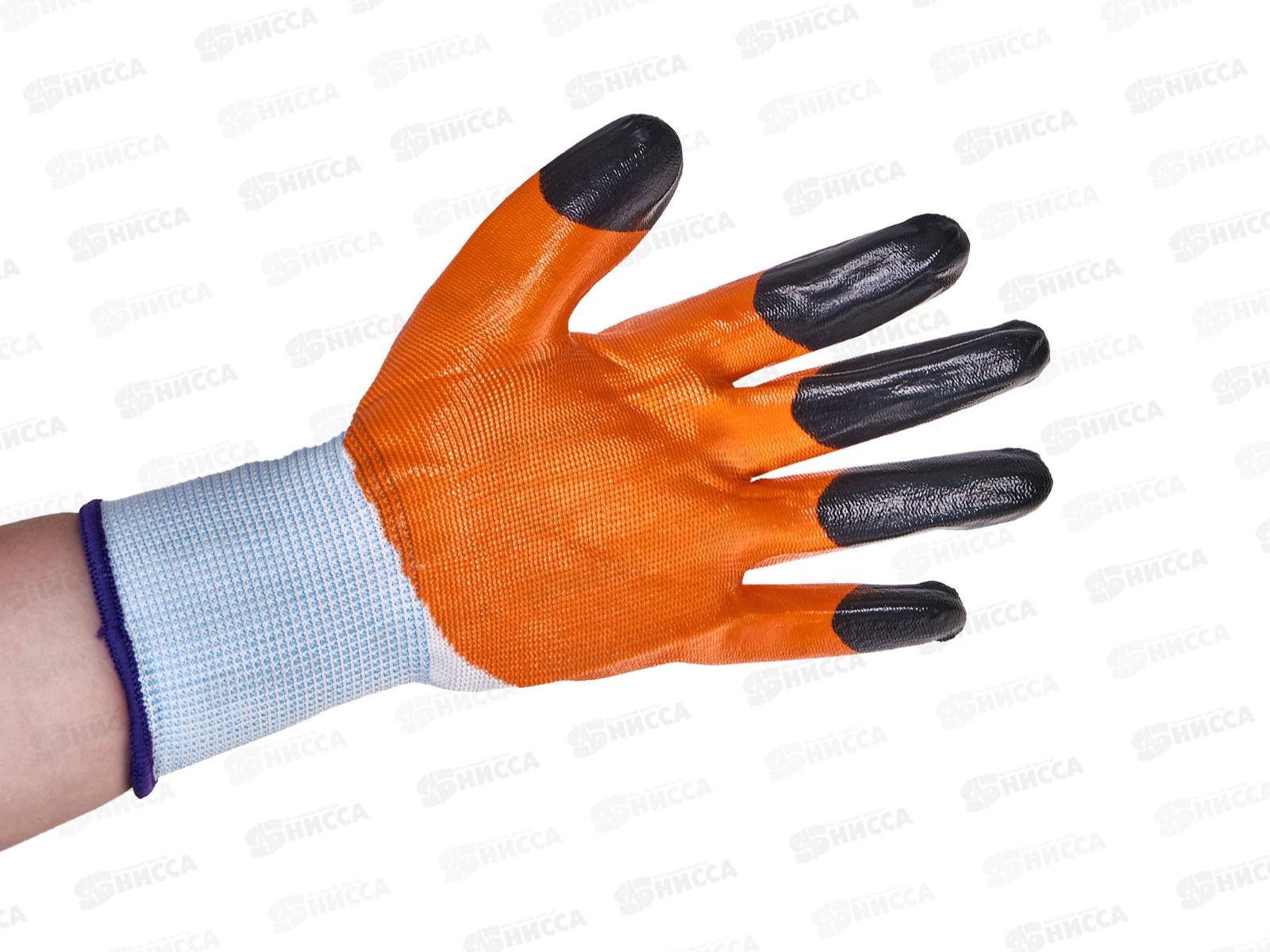 Перчатки нейлоновые  №10 оранжево/черные №30/1 *12/960