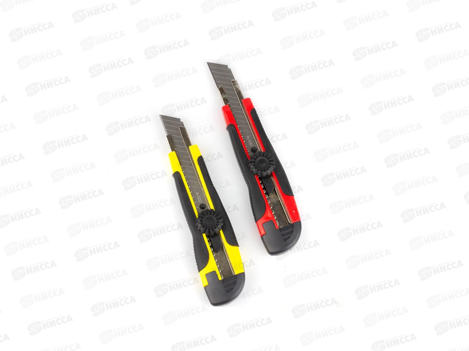 Нож канцелярский Alingar 18мм с механической фиксацией лезвия, с металлическими правлавляющими,  AL6654*80/320