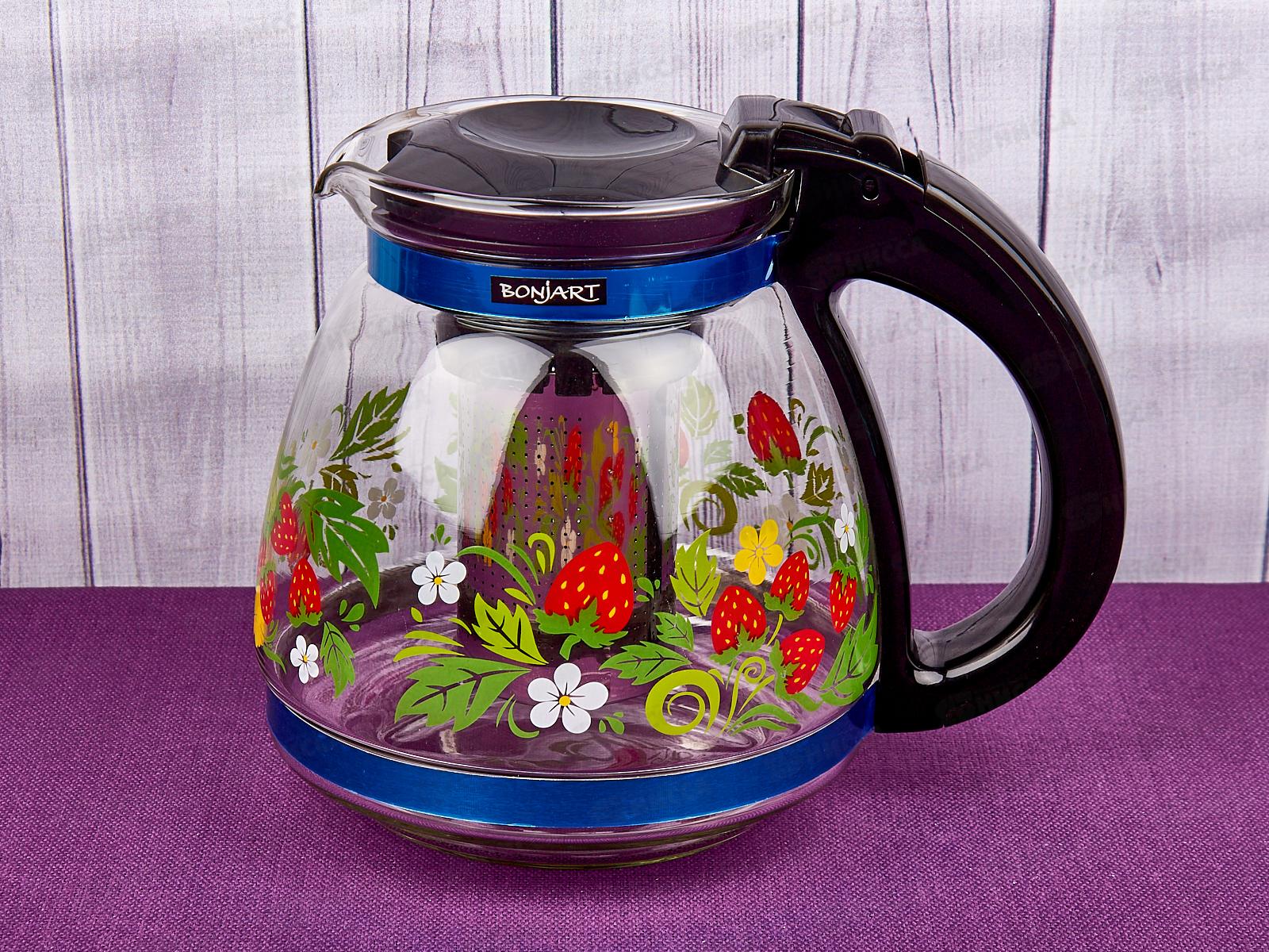 Чайник заварочный 1500мл стекло деколь металлический фильтр 3175 *18