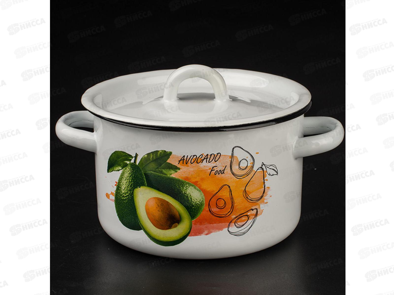 Кастрюля 4,5л эмалированная с рисунком 01-1615/4 Авокадо *2