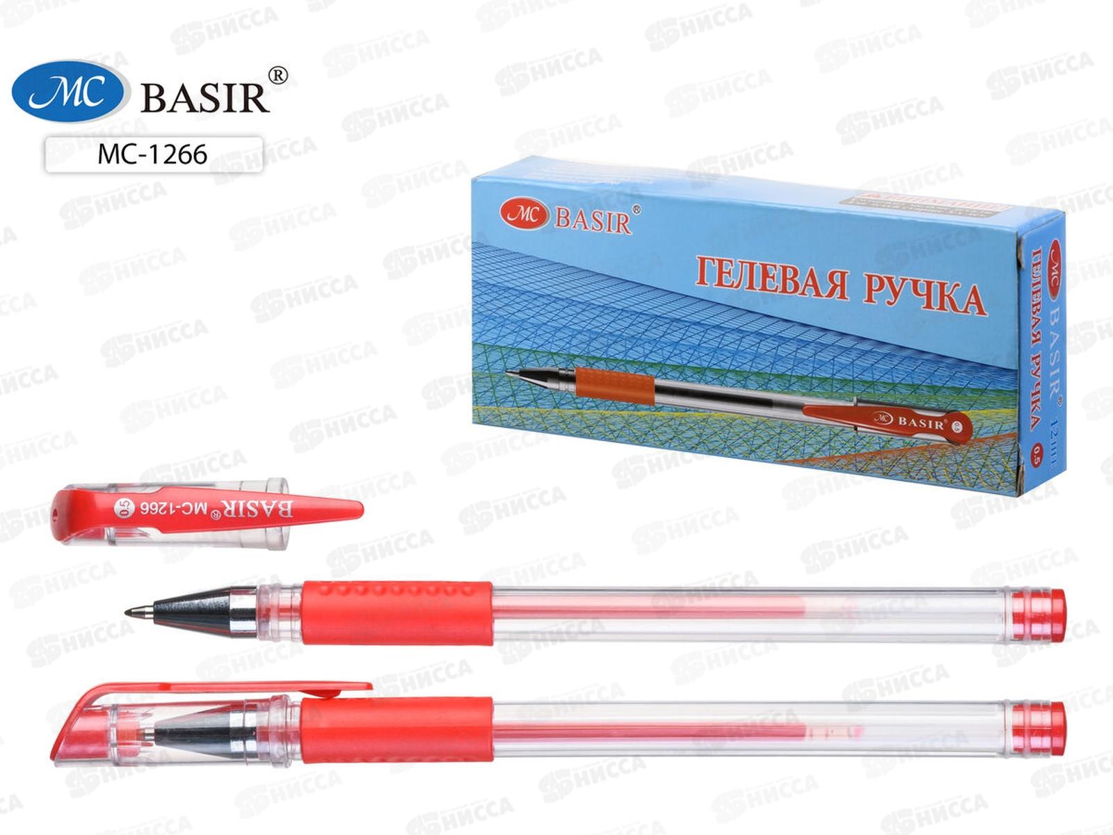 Ручка гелевая BASIR MC-1266 резиновый держатель красная *12/144/1728