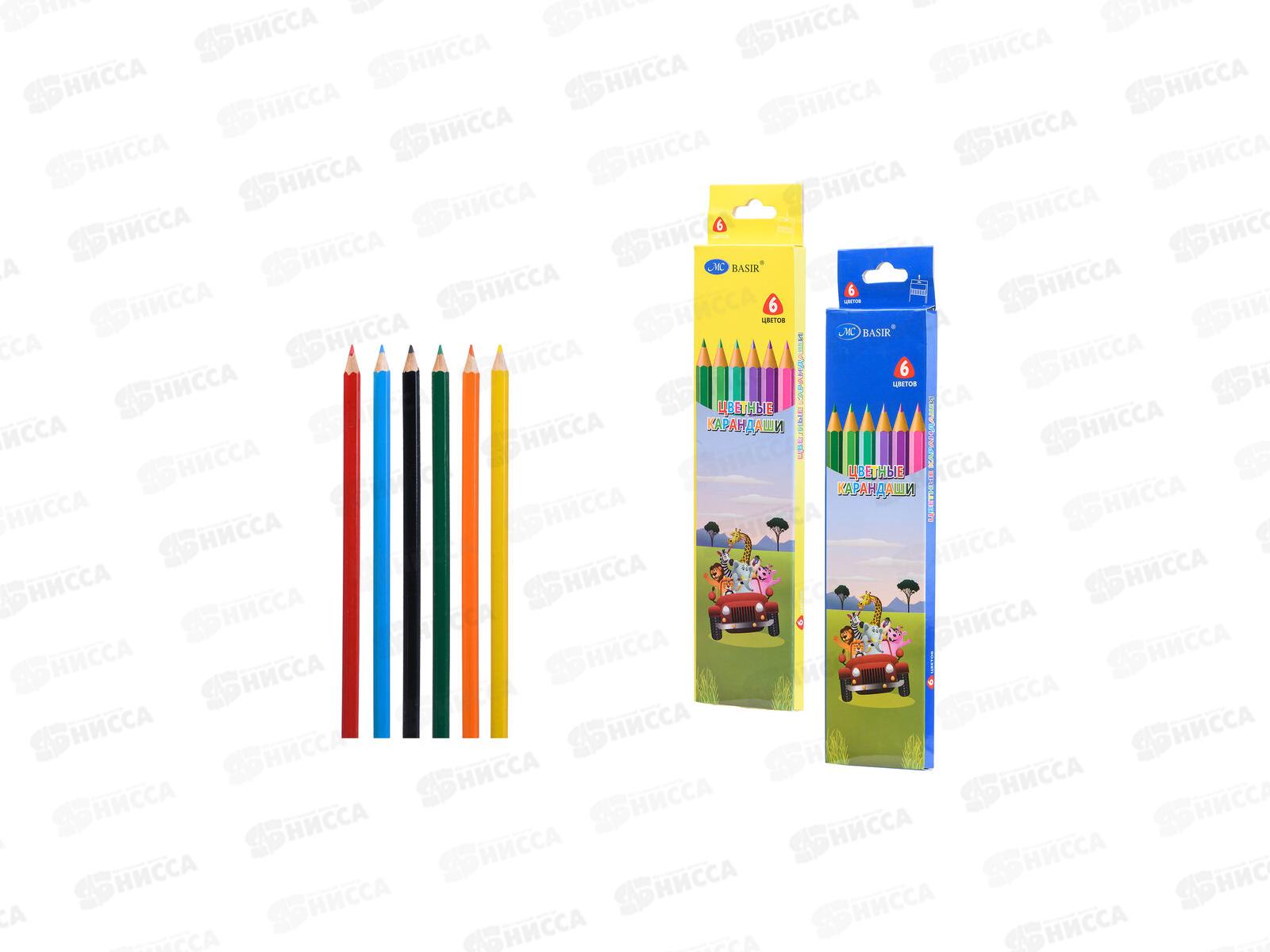 Карандаши  6цв BASIR Сафари, МС-5135-6*24