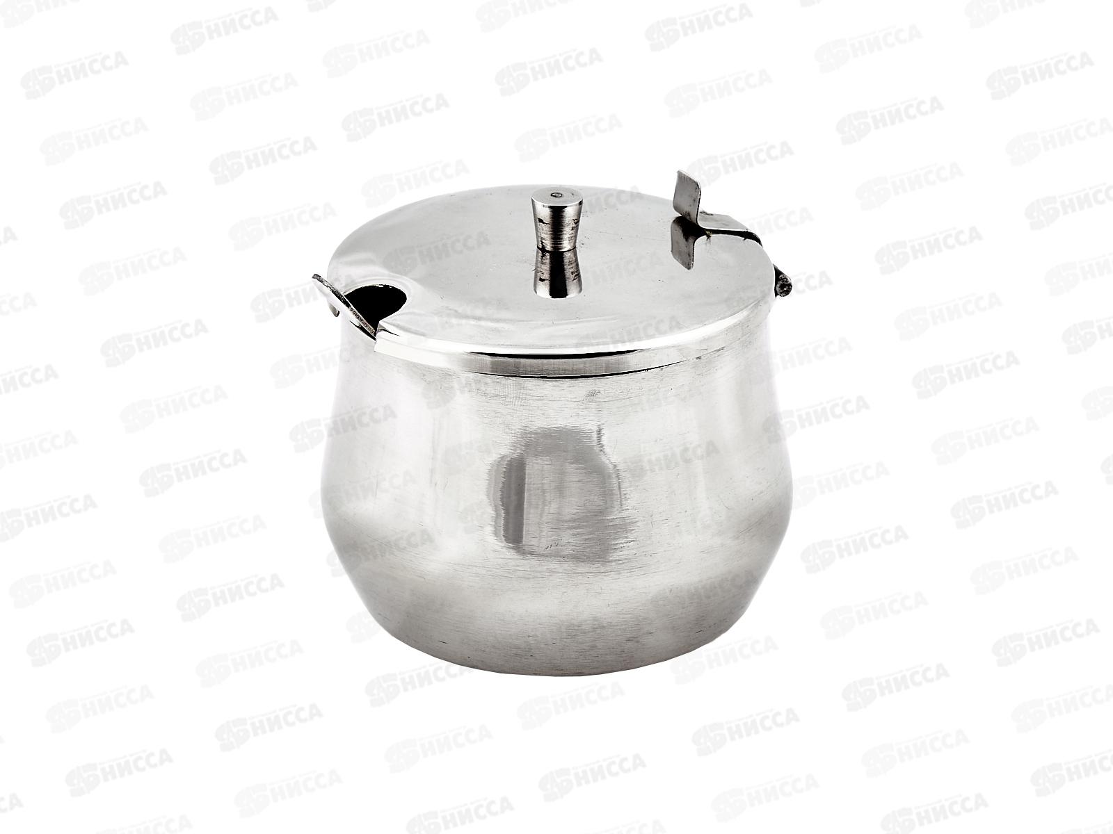 Сахарница 350мл с ложкой 7,5*8,5см с крышкой нержавейка 0092