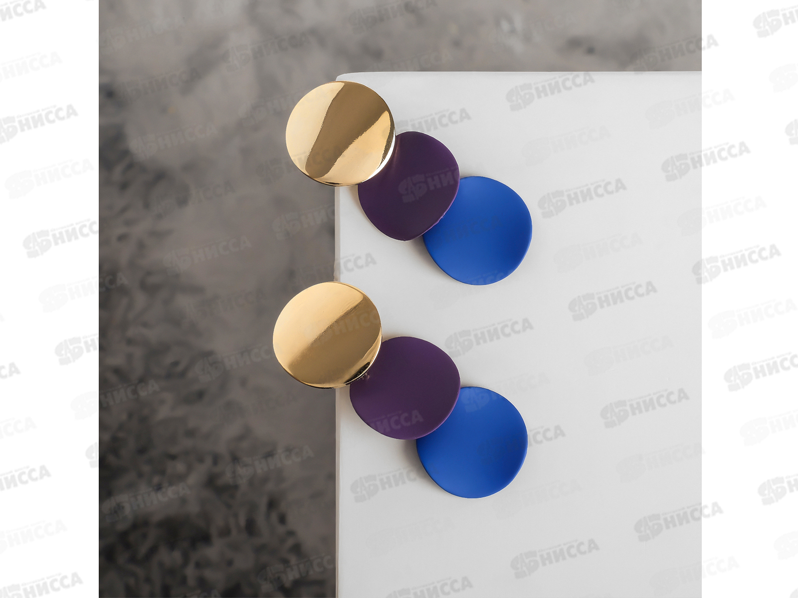 Серьги "Азелия" выгнутые круги фиолетово-синий 4691708 *6