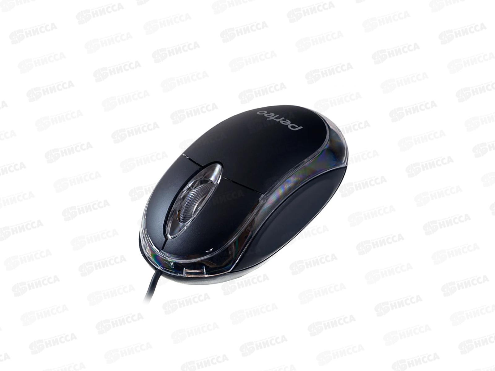 Мышь Perfeo оптическая GLOW, подсветка, оптическая 3 кнопки USB, чёрная , COLOR BOX. PF_4435