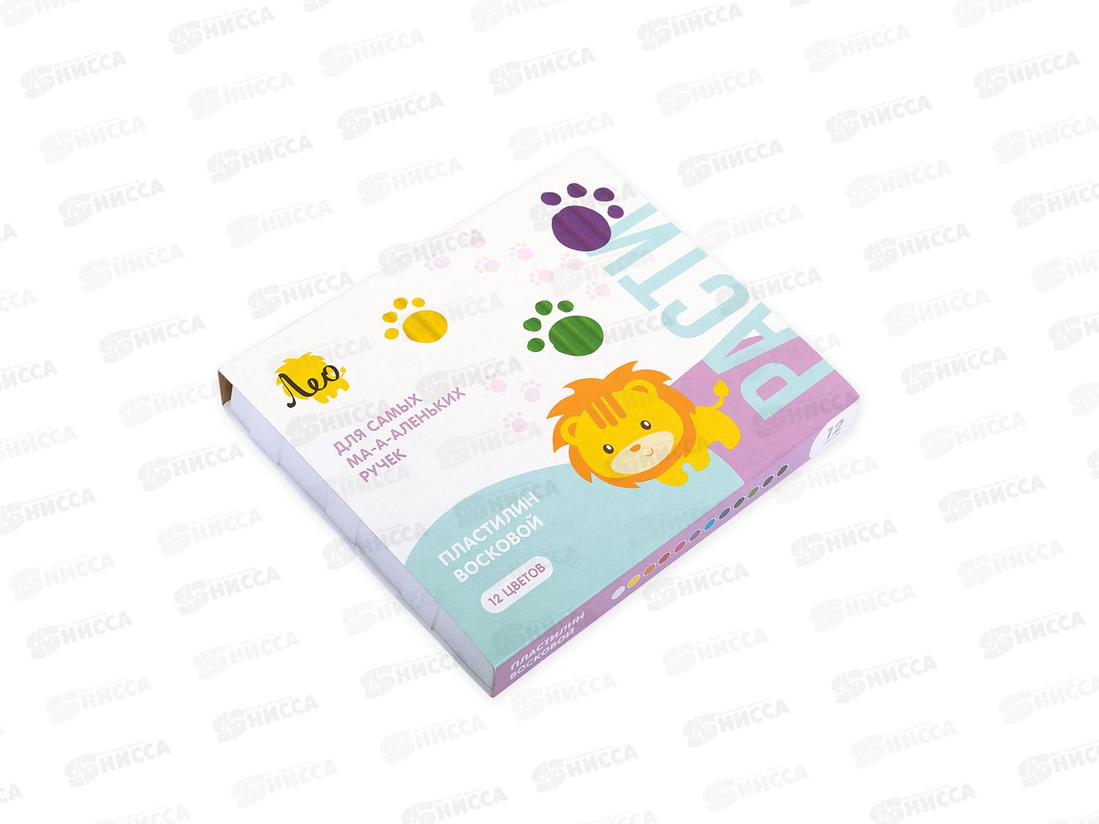 Пластилин 12цветов  144г "Лео" Расти, восковой картонная упаковка  LMCW-0112