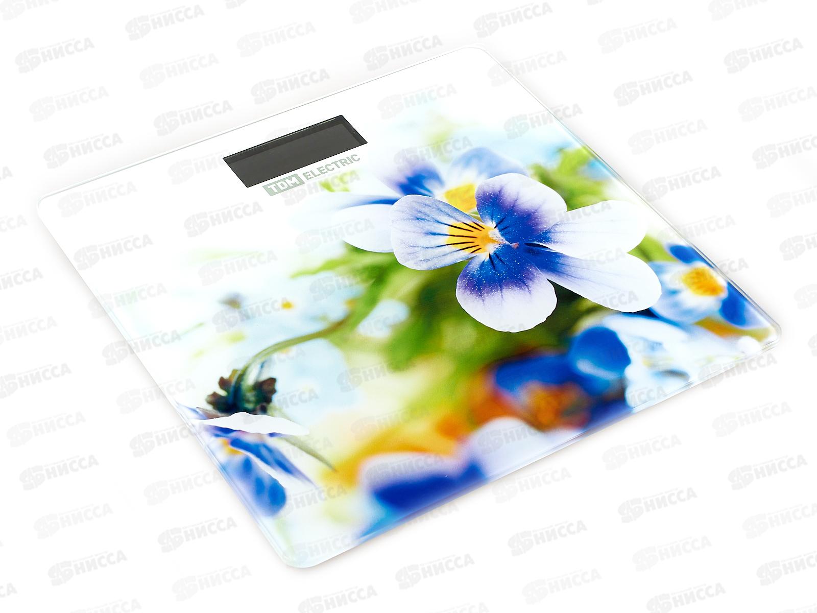 Весы напольные TDM &quotФиалки&quot, стекло, деление 0,01кг, макс. 180кг, 0003