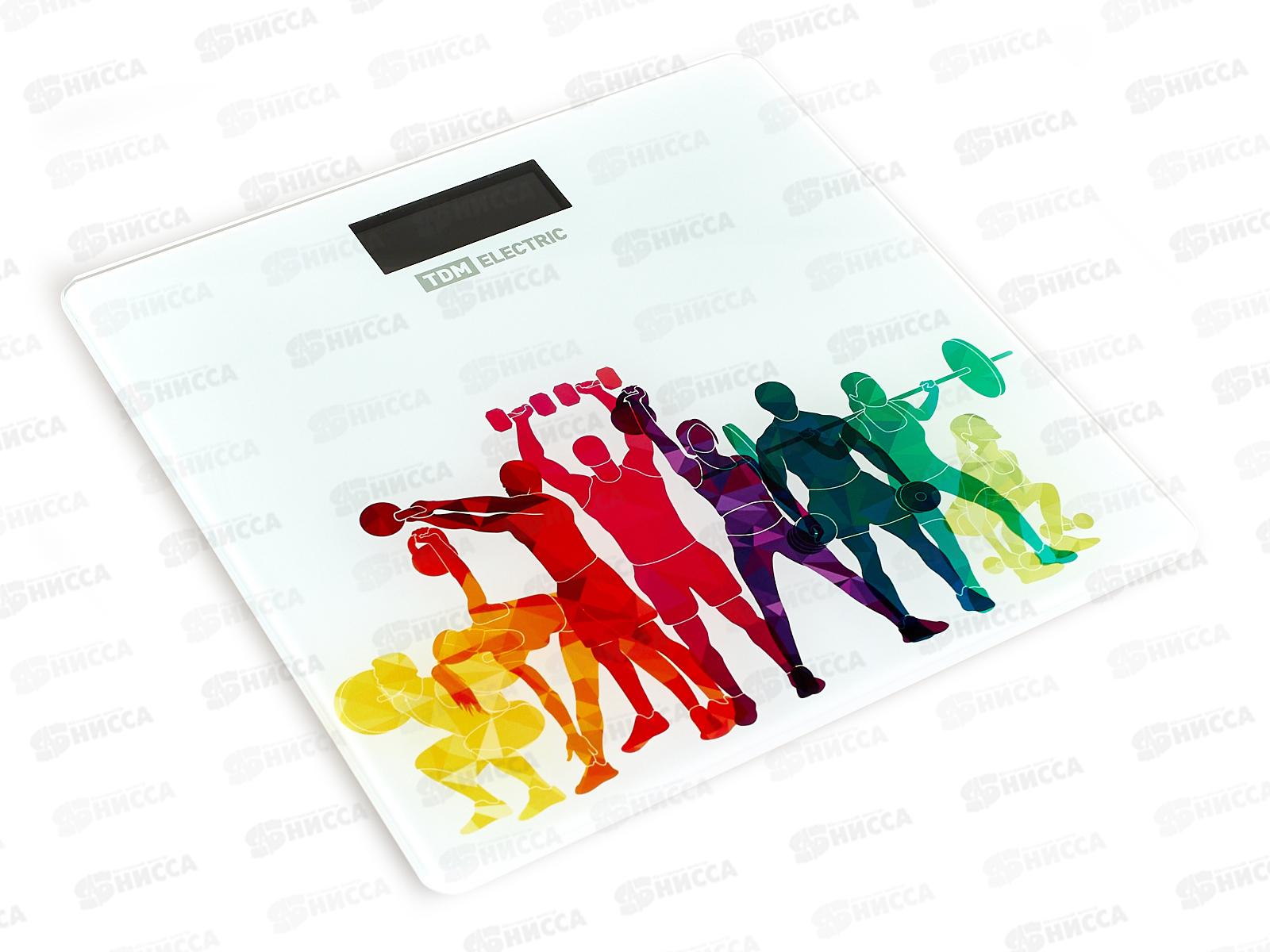 Весы напольные TDM &quotФитнес&quot, стекло, деление 0,01кг, макс. 180кг, 0002