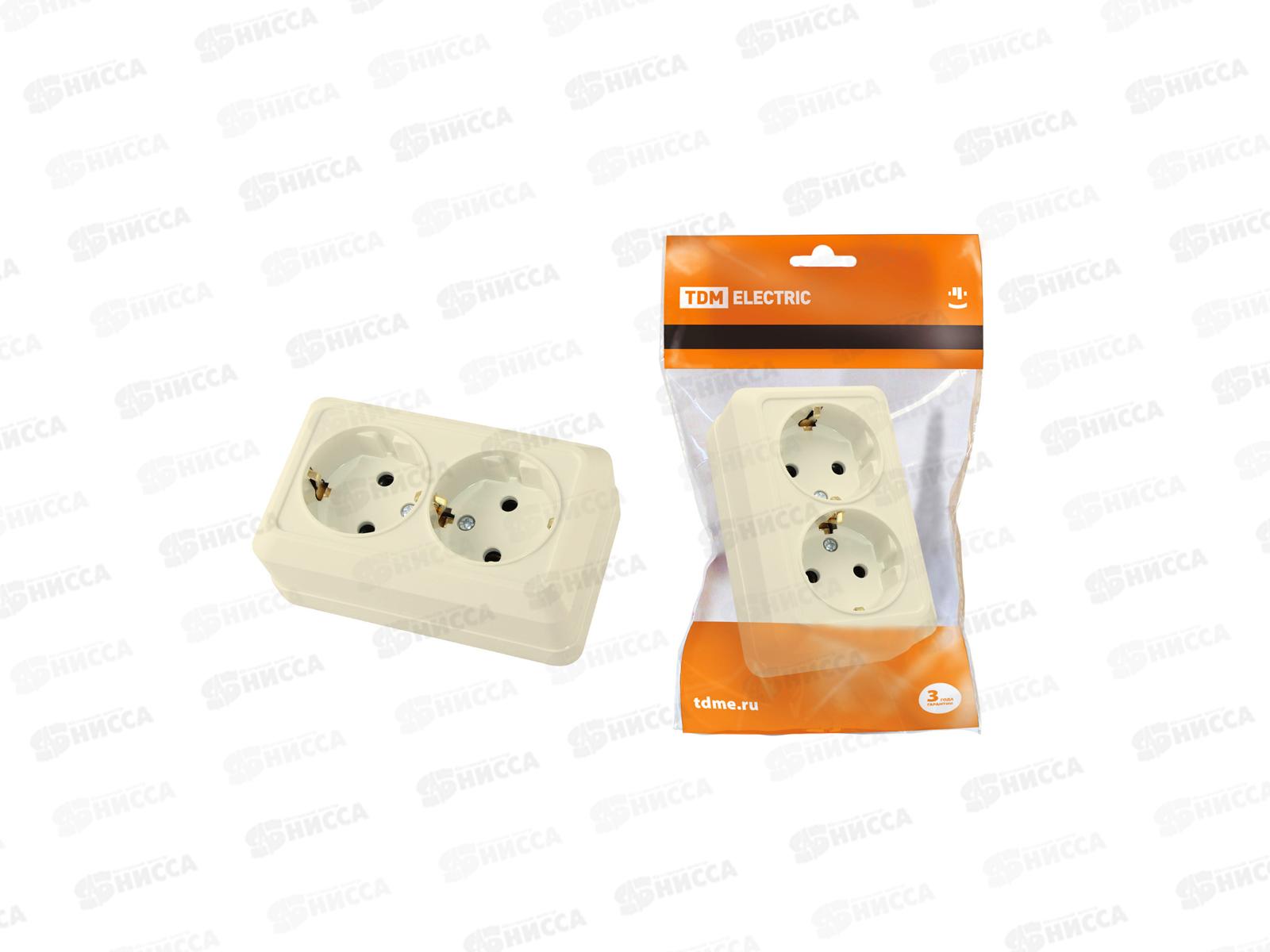 Розетка TDM двойная открытой установки, IP20 16А слоновая кость &quotЛадога&quot, 0020 *10