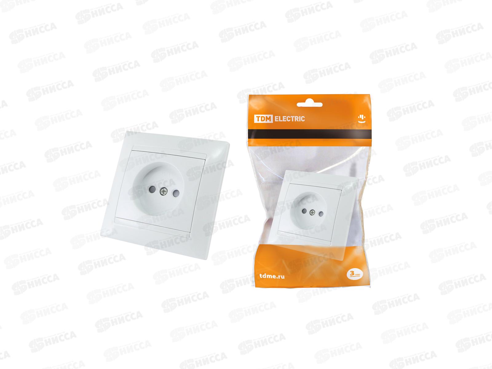 Розетка TDM 10А 250В с защитной шторкой белая &quotЛама&quot, 0010