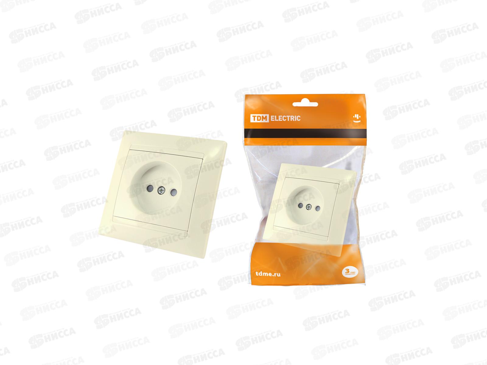 Розетка TDM 10А 250В с защитной шторкой слоновая кость &quotЛама&quot, 0110