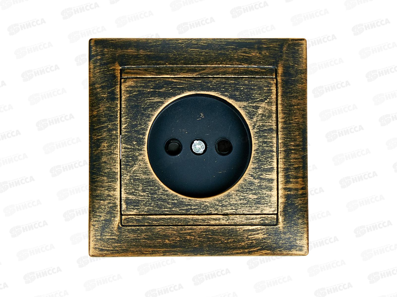 Розетка TDM 10А 250В с защитной шторкой старинная бронза &quotЛама&quot, 0751