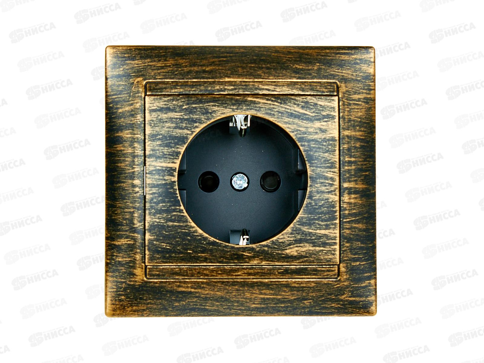 Розетка TDM 16А 250В с защитной шторкой старинная бронза &quotЛама&quot, 0752