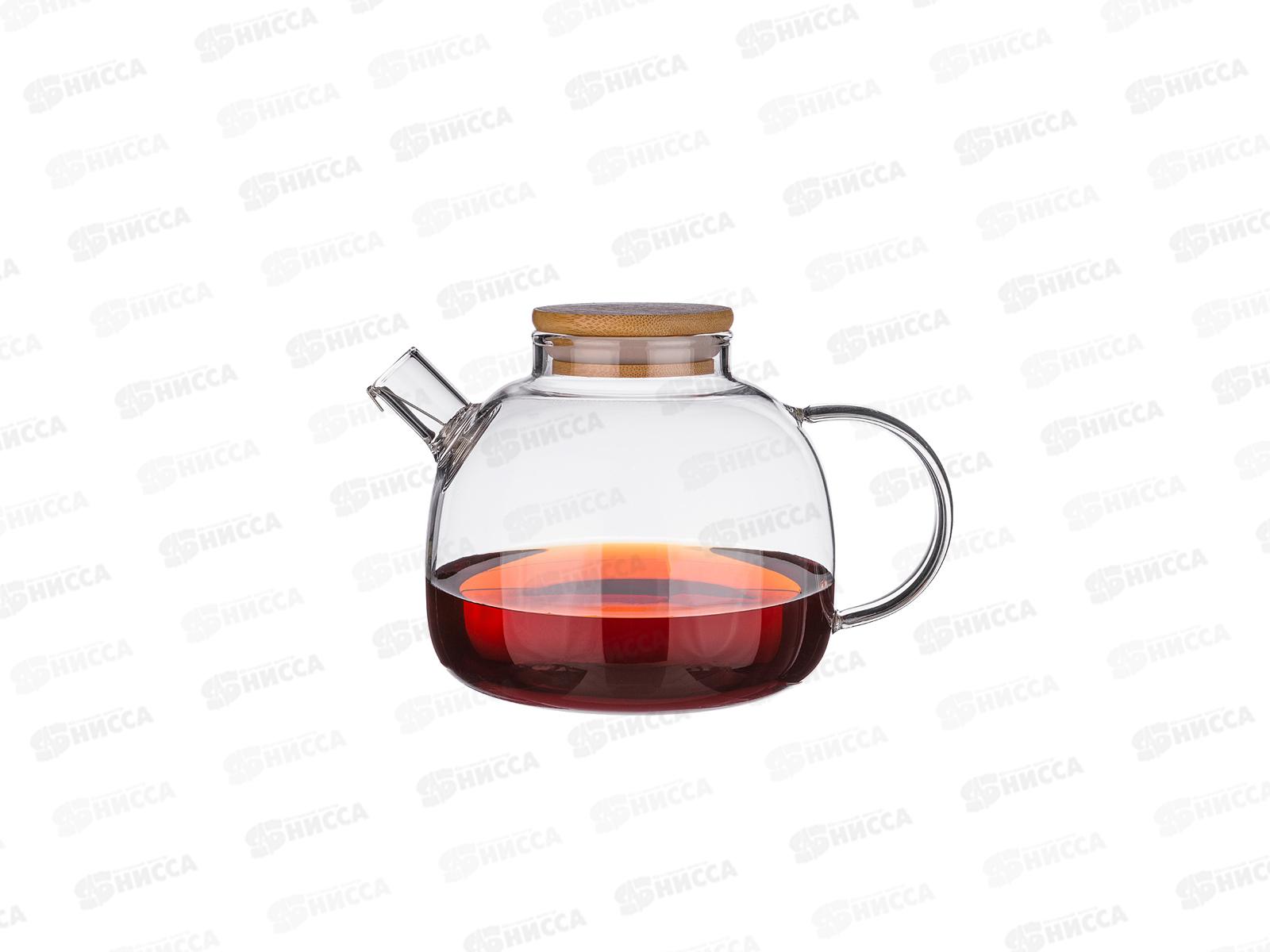 Чайник заварочный 1000мл с бамбуковой крышкой 250-117