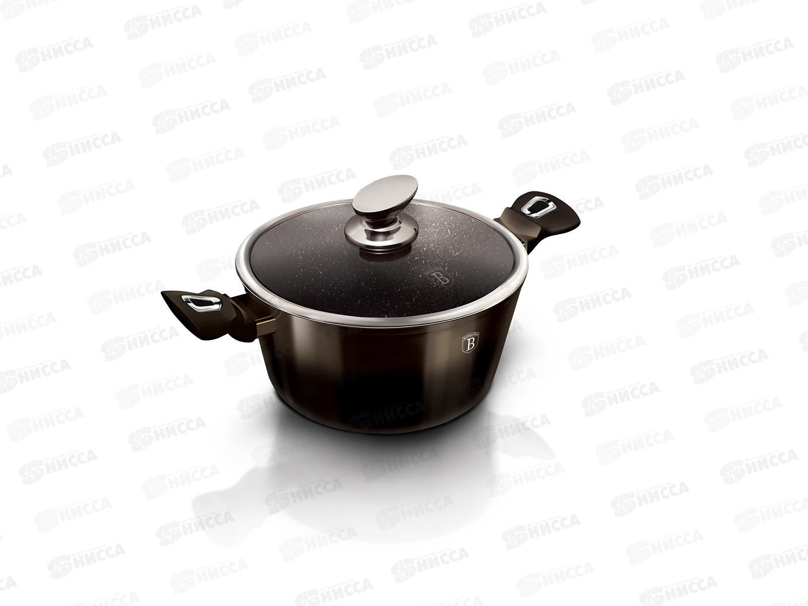 Кастрюля 4,1л со стеклянной крышкой 24см, ВН-6605 Shiny Black Edition