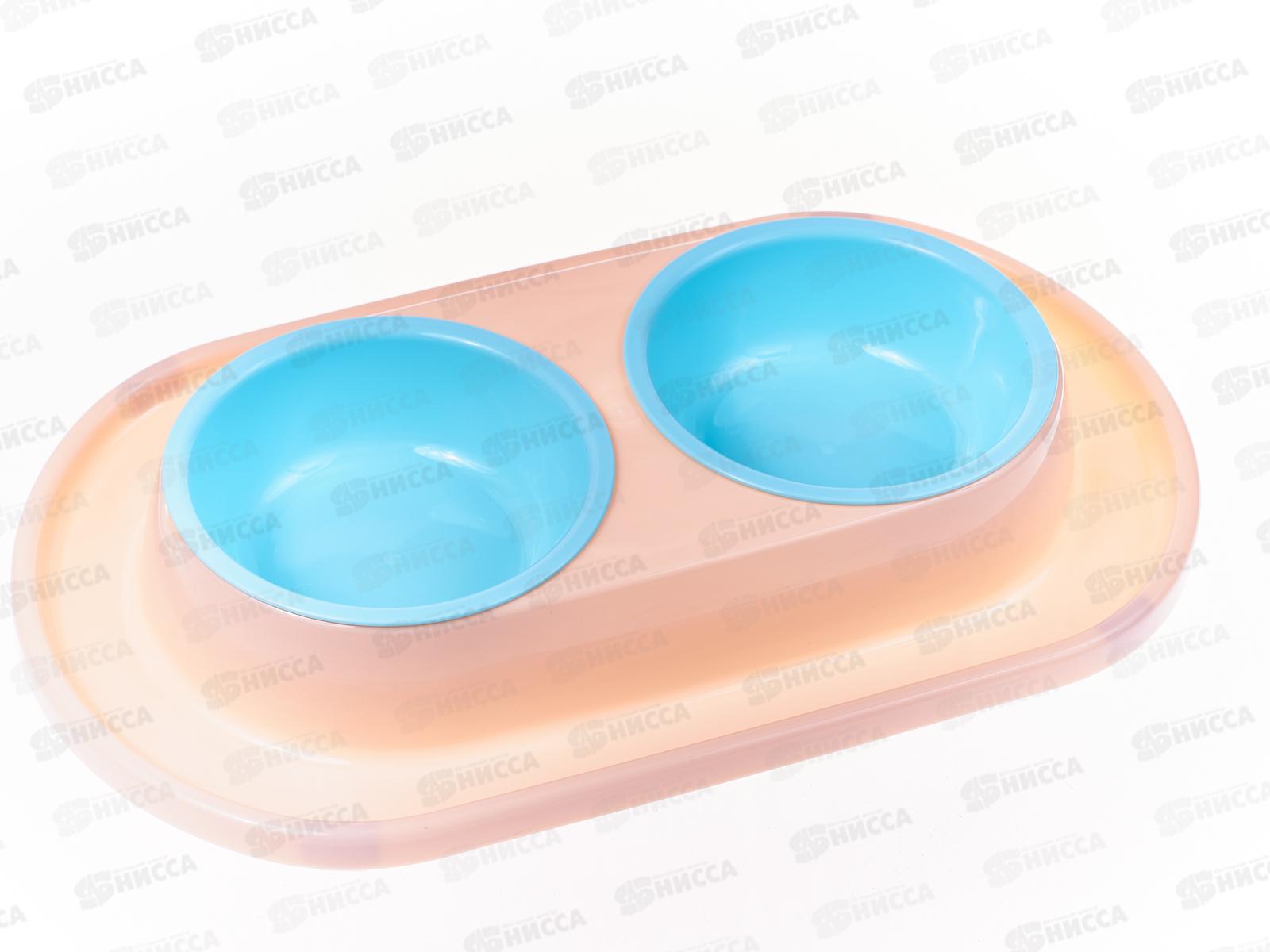 Миска для животных &quotМур-мяу&quot 0,3л двойная светло-бежевая М8494 *9