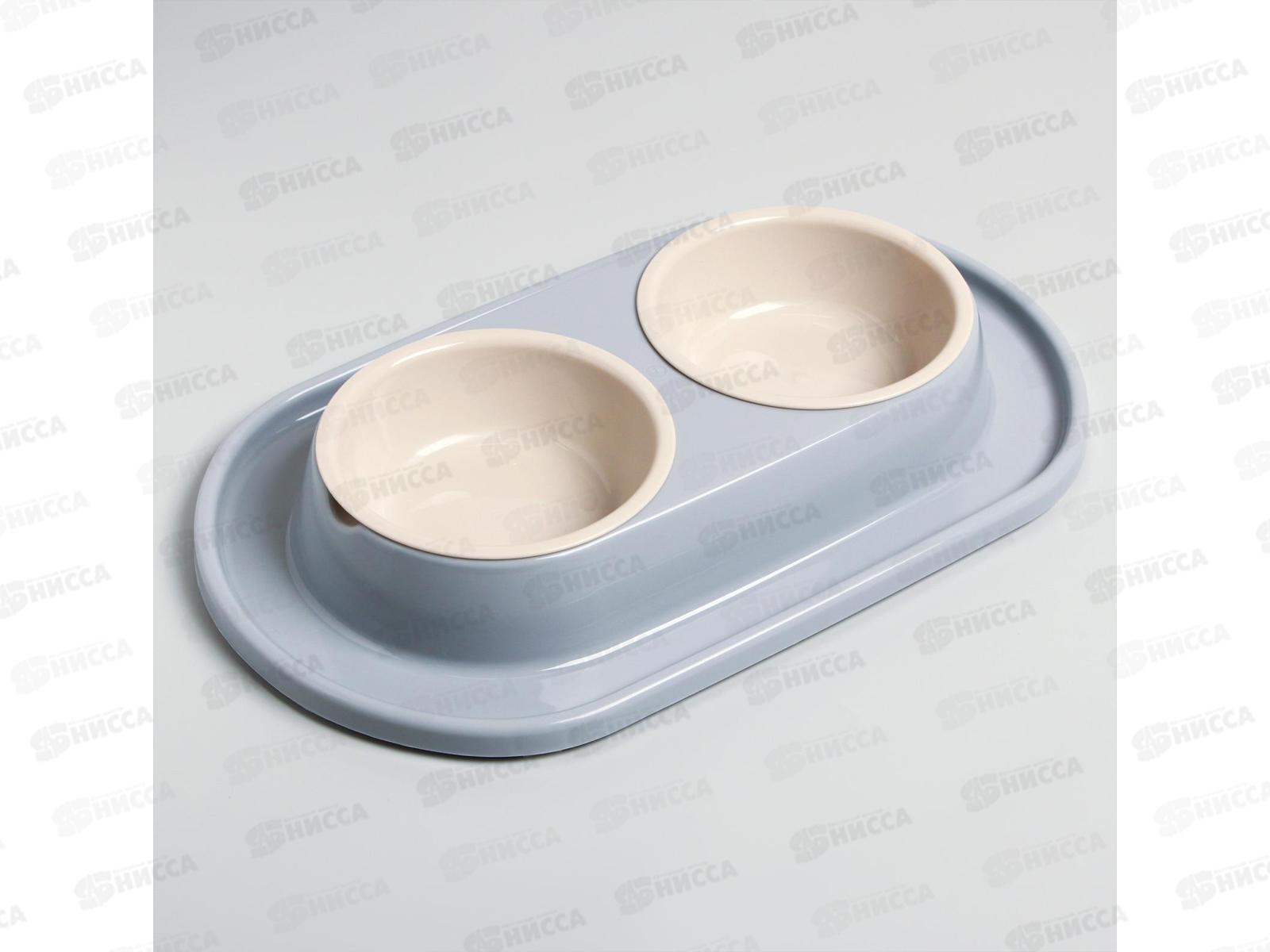 Миска для животных &quotМур-мяу&quot 0,3л двойная серый М8496 *9