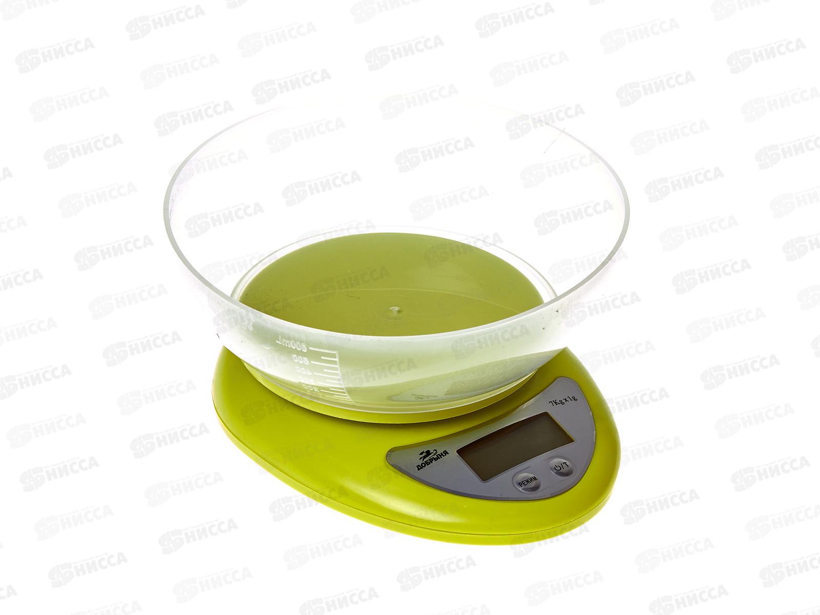 Весы кухонные DO-3008 с чашей 7кг. салатовые Добрыня