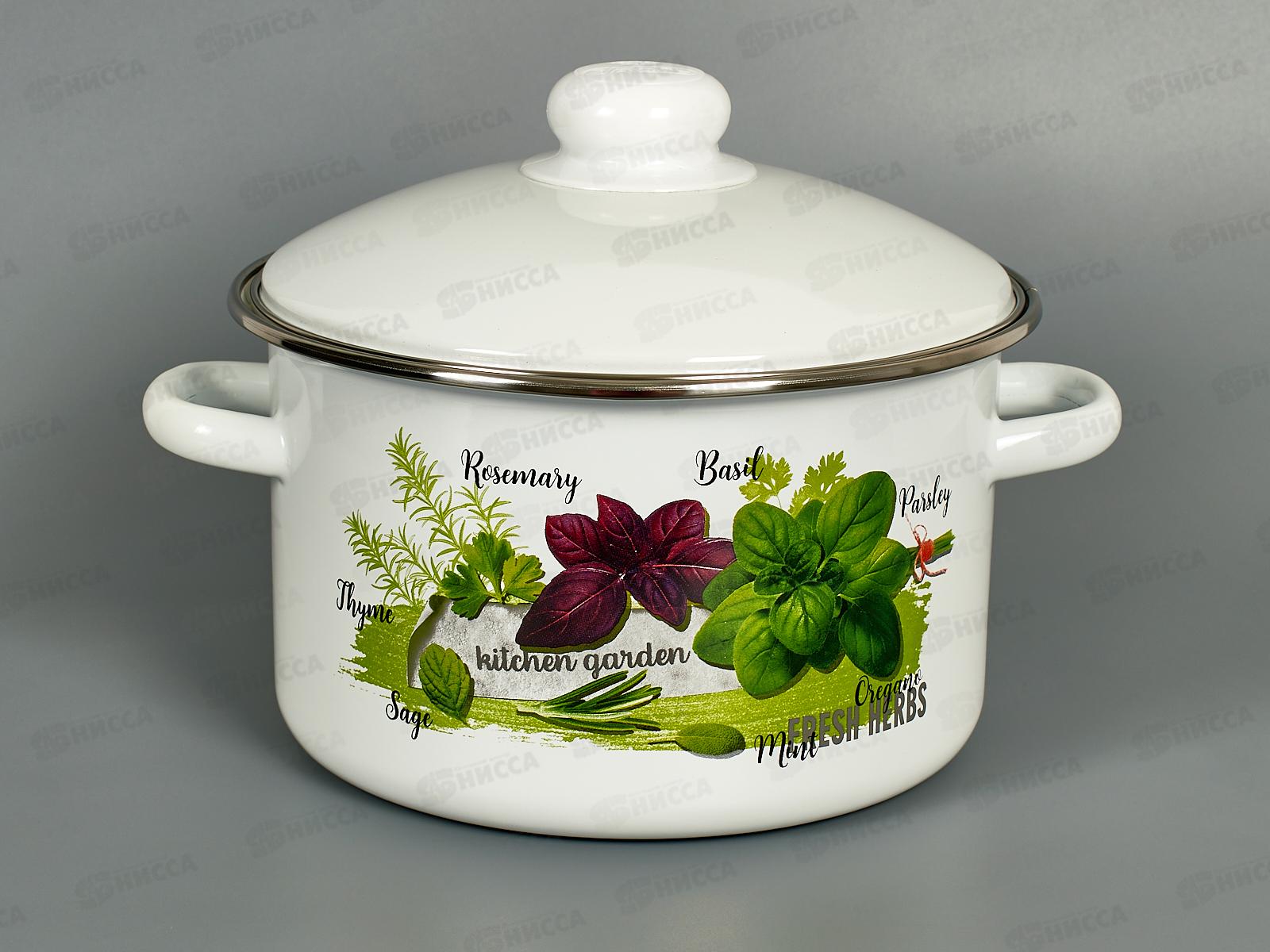 Кастрюля 3,0л эмалированная с рисунком 01-Б1612/4 Базилик *4