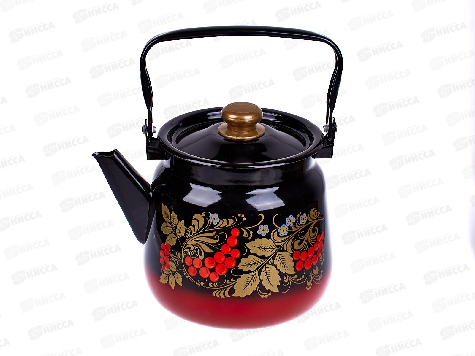 Чайник 3,5л декоративный сферический красно-черный с кнопкой С2716.38