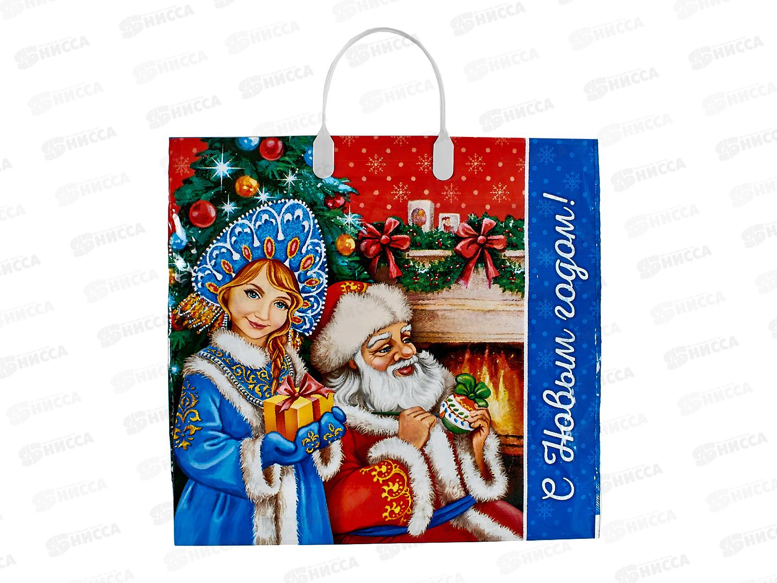 Пакет с пластиковой ручкой Новый Год 38*35  Канун рождества *10/100