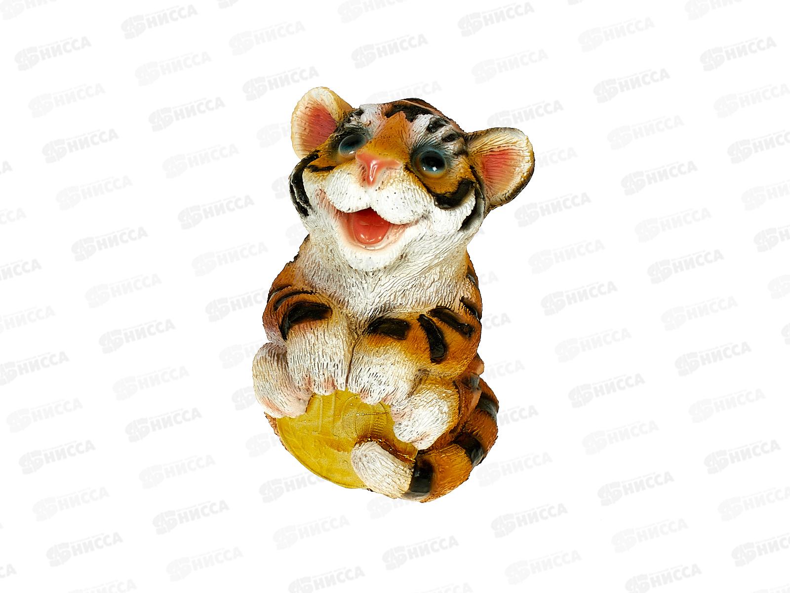 Сувенир Тигр" фигура с монетой рыжий 4,5*7см 7291063/716220