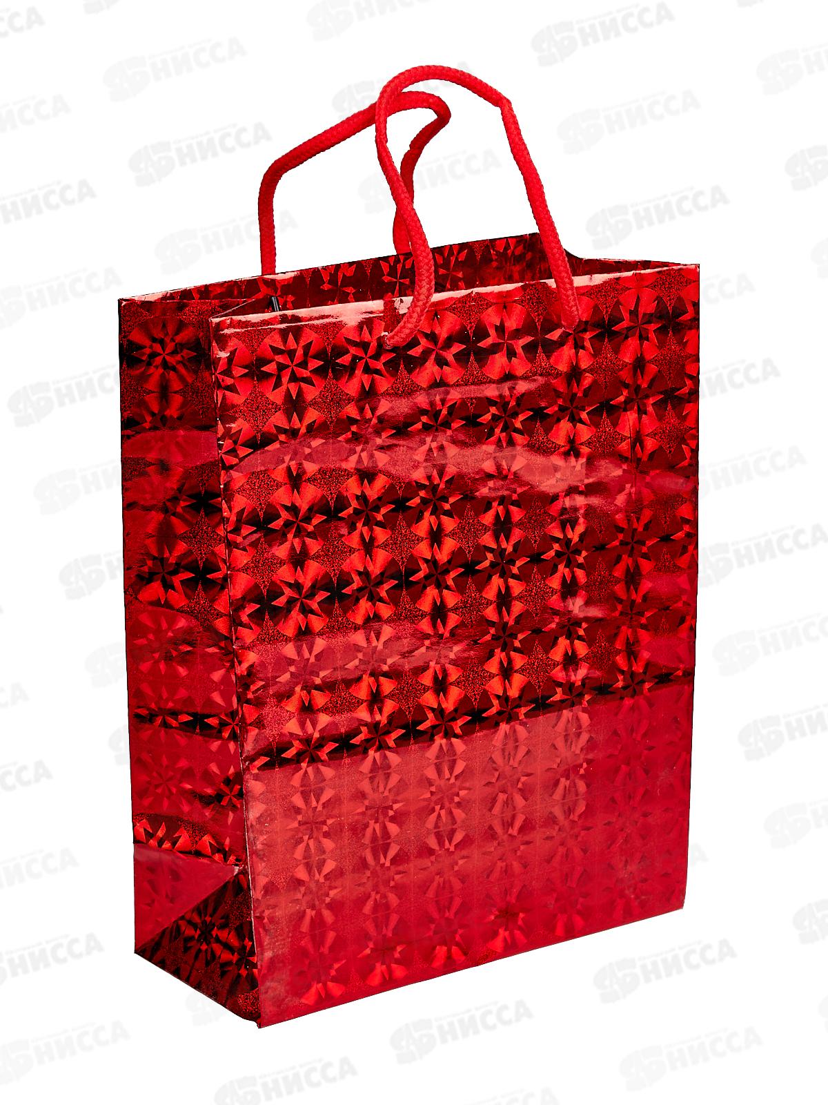 Пакет подарочный бумажный 18*23*8 см, голография, крупный рисунок, в ассортименте MC-1435 *20