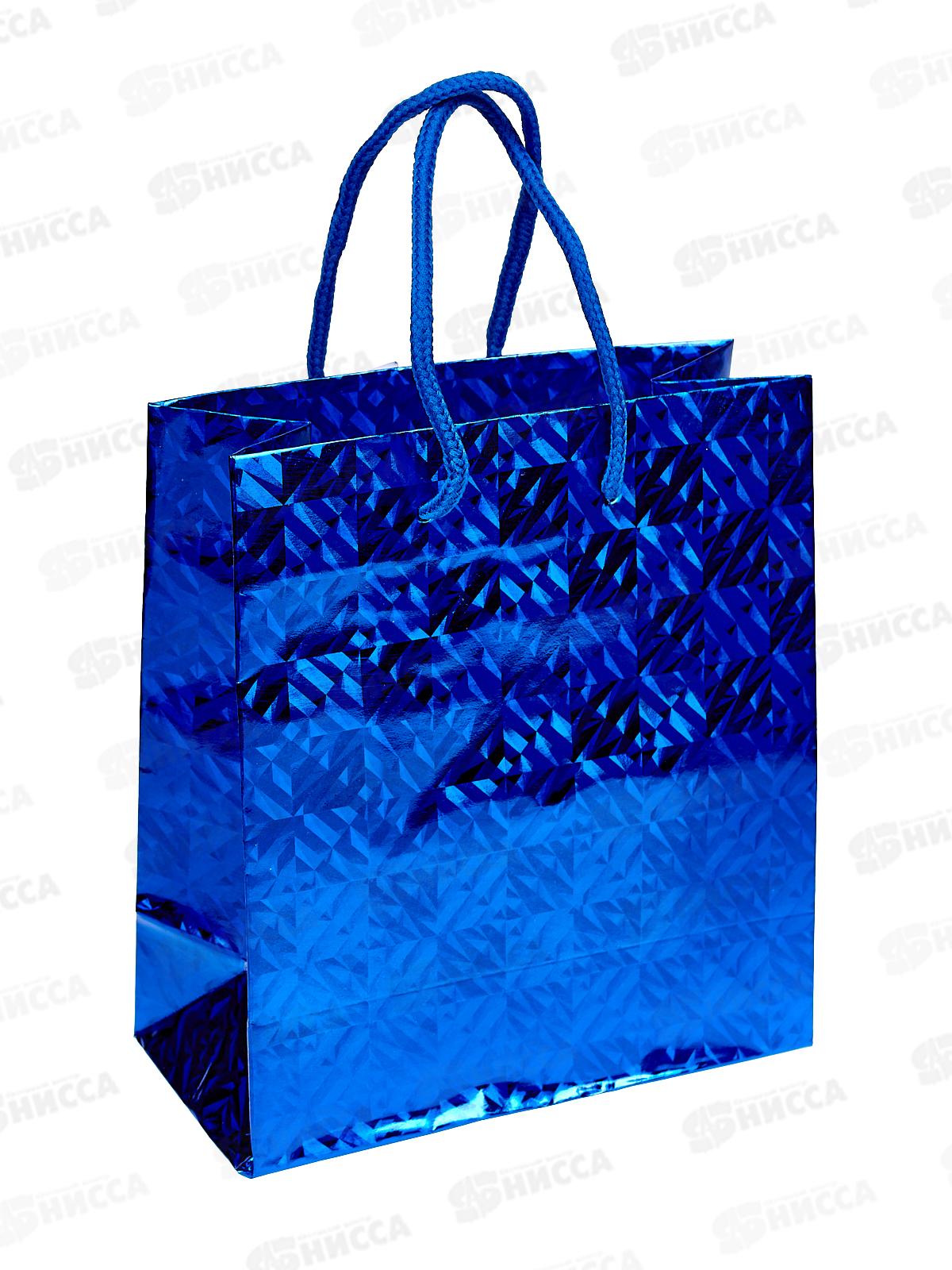 Пакет подарочный бумажный 16*18*8 см, голография, крупный рисунок, в ассортименте MC-1436 *20