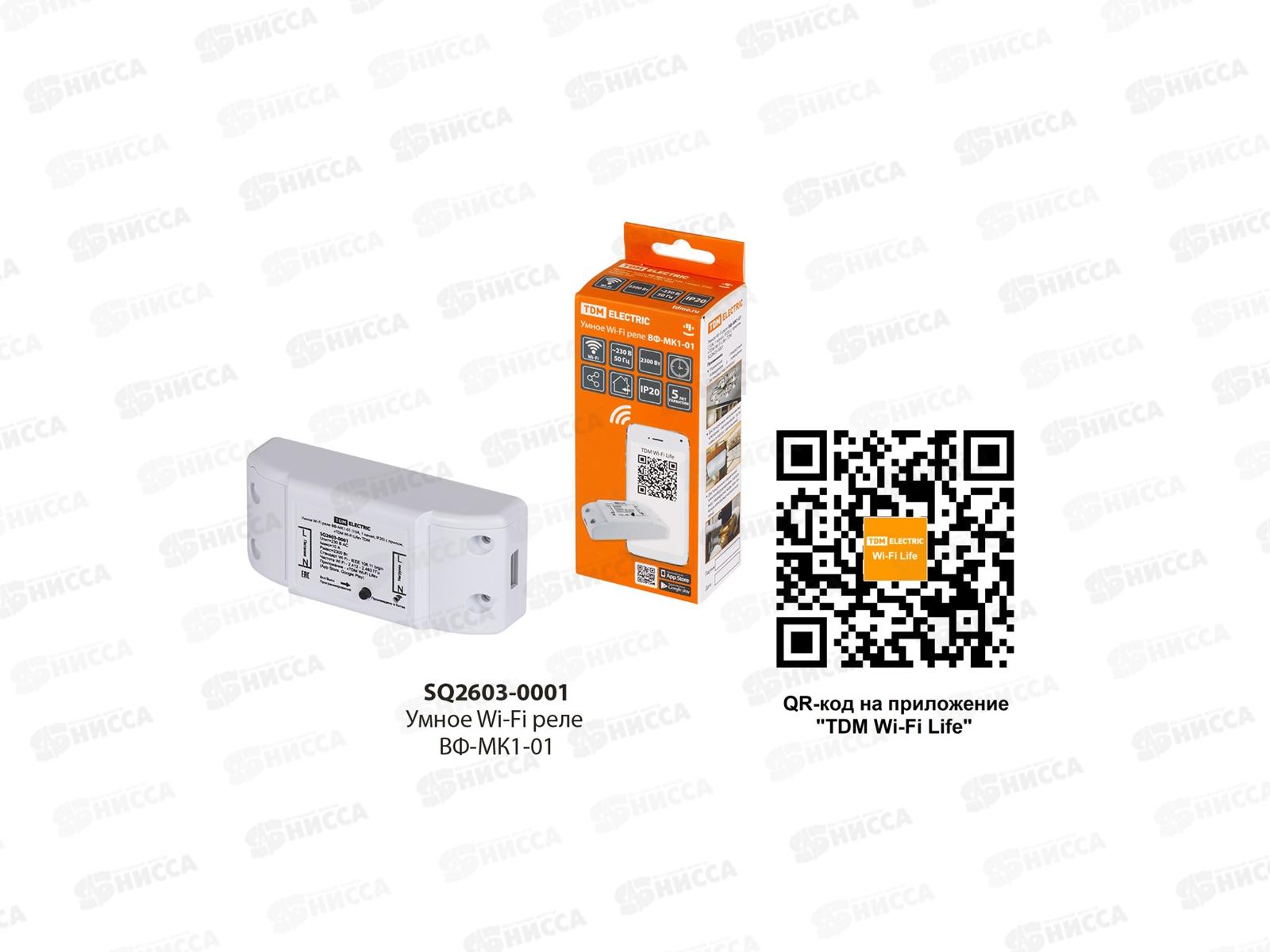 Умное Wi-Fi реле ВФ-МК1-01, 10А, 1канал, IP20, с приложением TDM, 0001