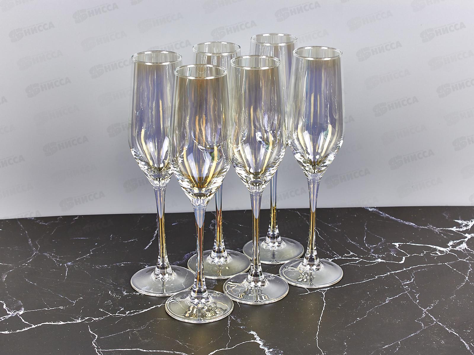 Набор бокалов для шампанского Селест 6шт 160мл Золотистый хамалеон P1636