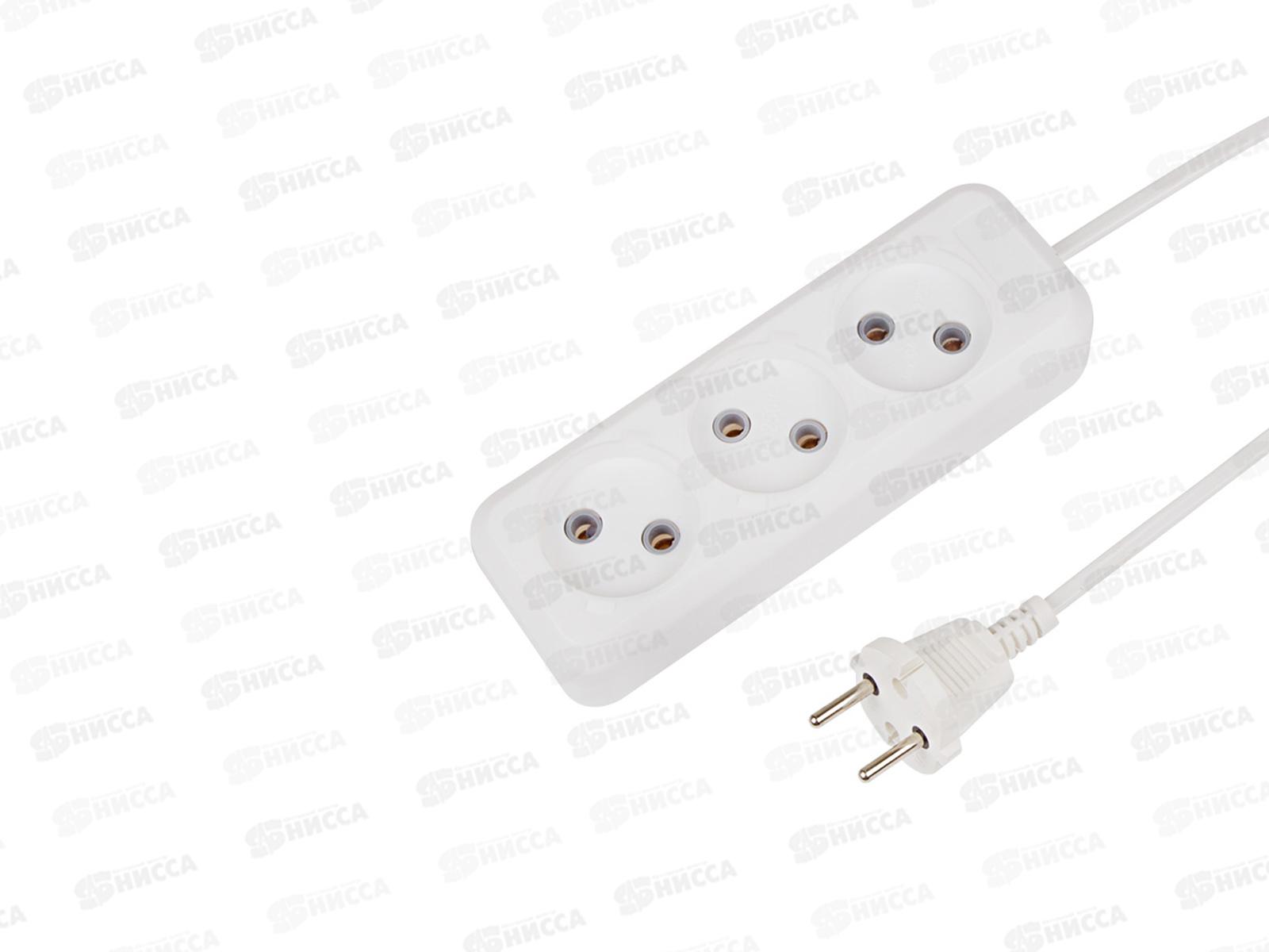 Удлинитель REXANT 3 гнезда 3м 2*0.75, белый, 11-8733  *40