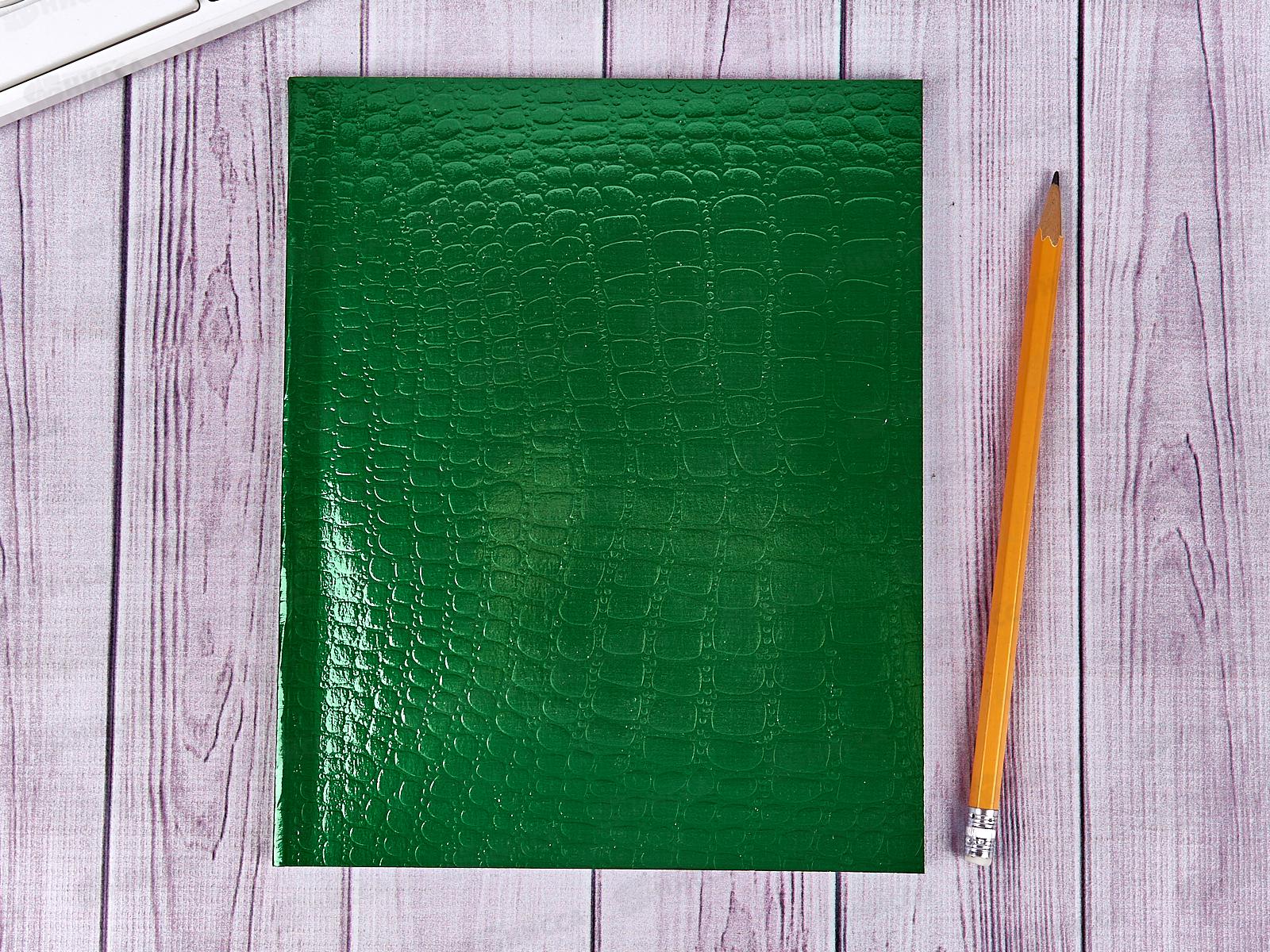 Тетрадь 48 листов клетка Hatber б/в METALLIC CROCO Зеленый*5/60