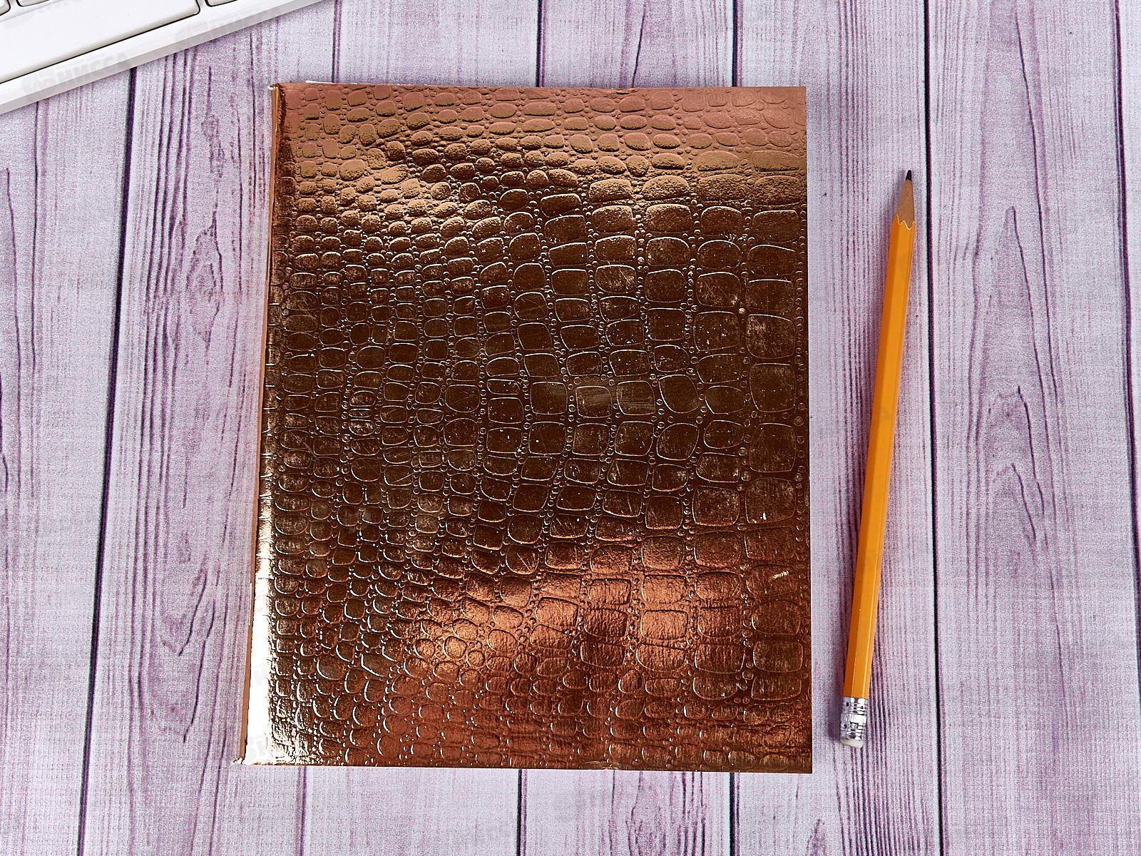 Тетрадь 96 листов клетка Hatber б/в METALLIC  CROCO золото*30