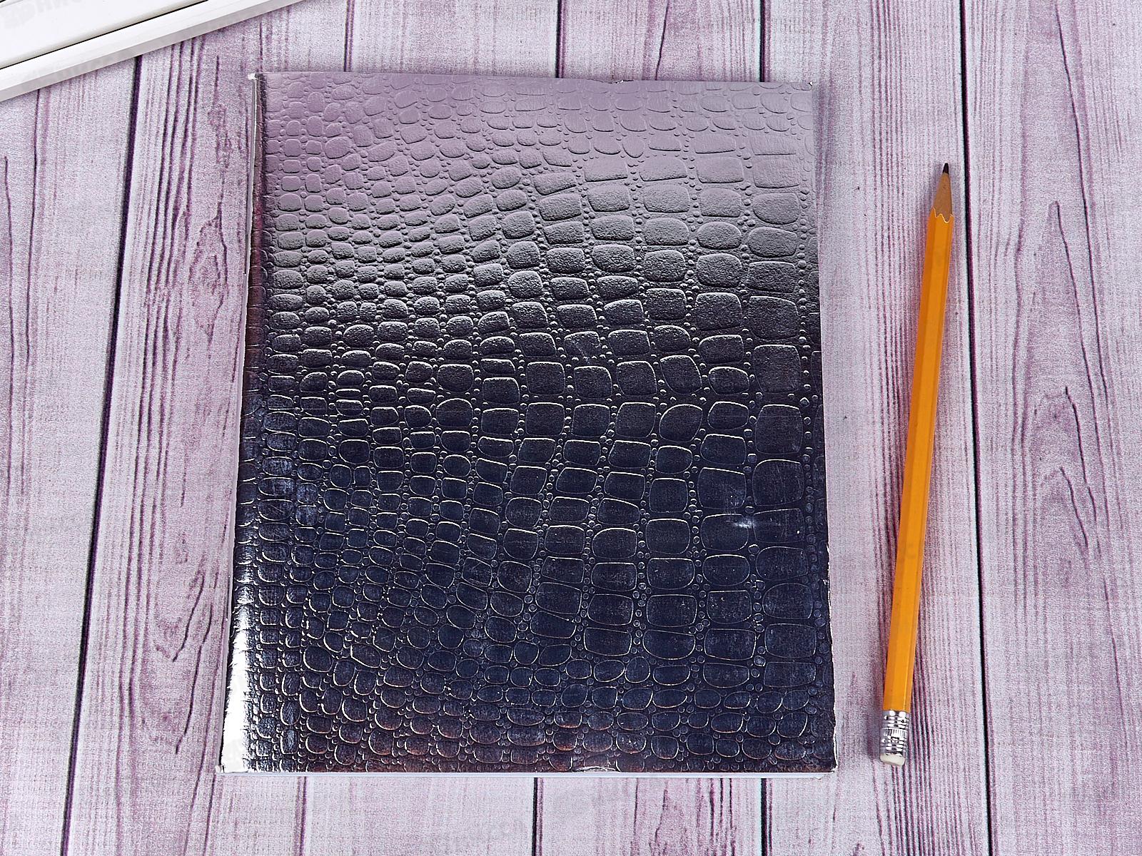 Тетрадь 96листов  клетка Hatber бумвинил METALLIC  CROCO серебро*30