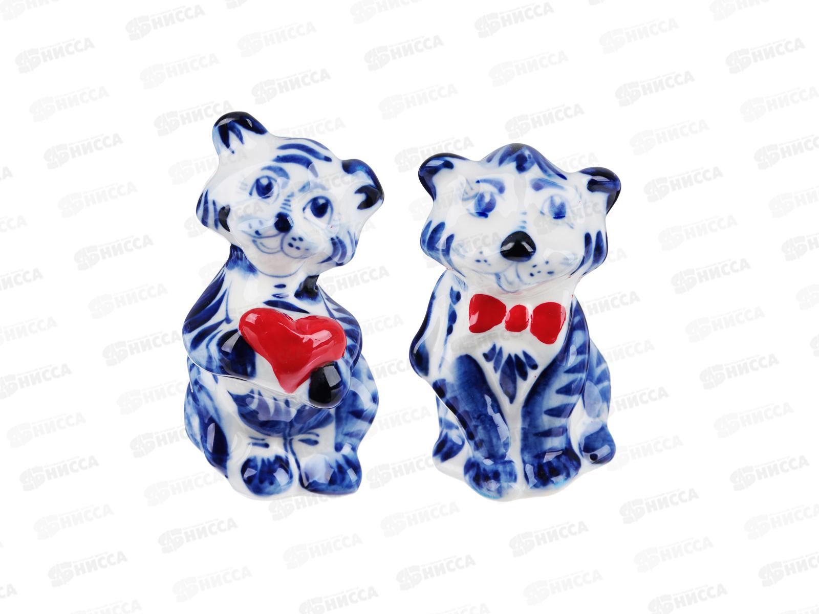 Фигура Тигрёнок, гжель цветная, 9,5х5х4см, 398-401  г