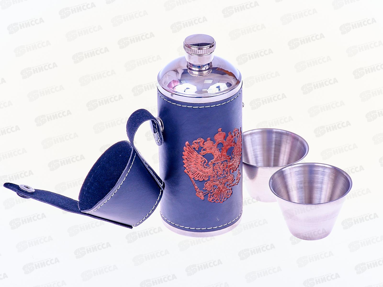 Фляжка 7oz 210мл +2стопки нерж+кожзам (048344)  Ж