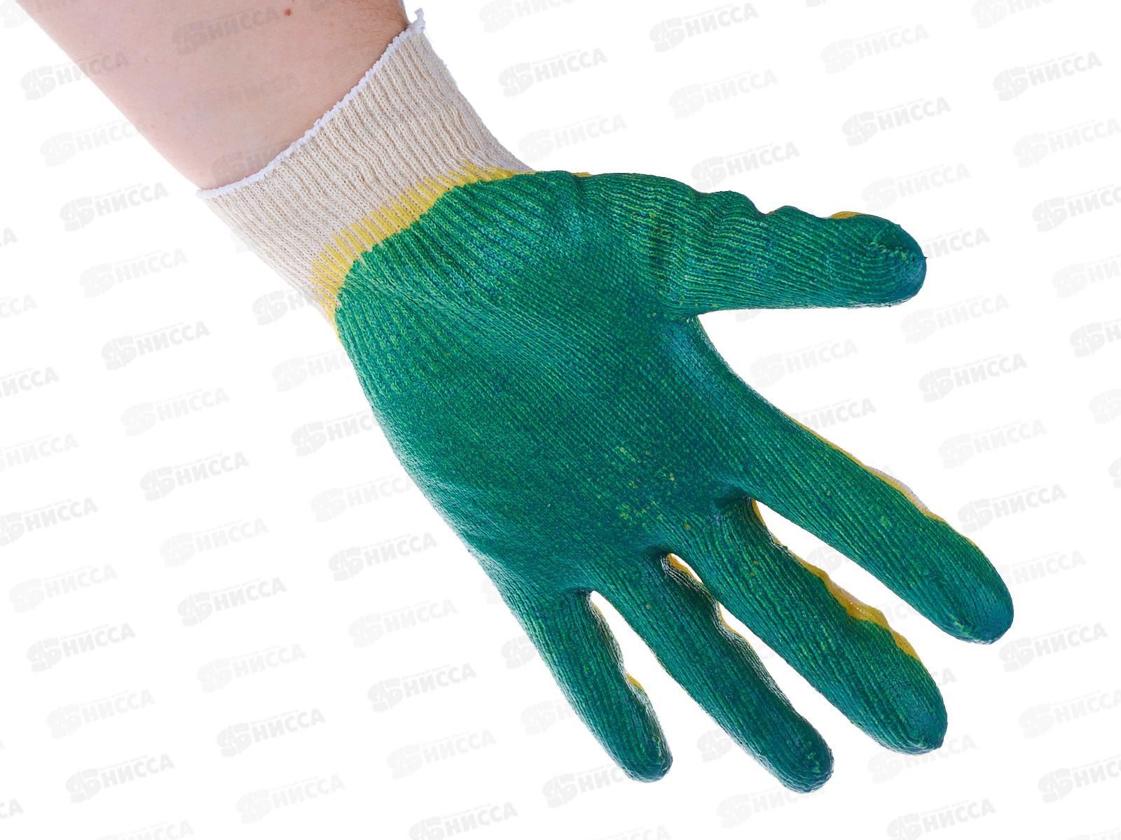 Перчатки хлопчатобумажные двойной облив. зеленые Лайт А*10/300