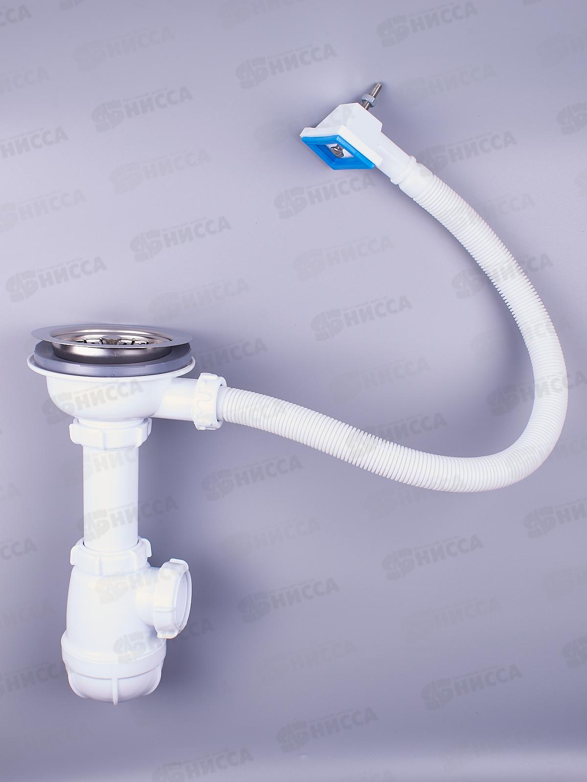 Сифон для мойки 3 1/2&quot х 40 с металлической решеткой, с прямоугольным переливом, 0145 *29