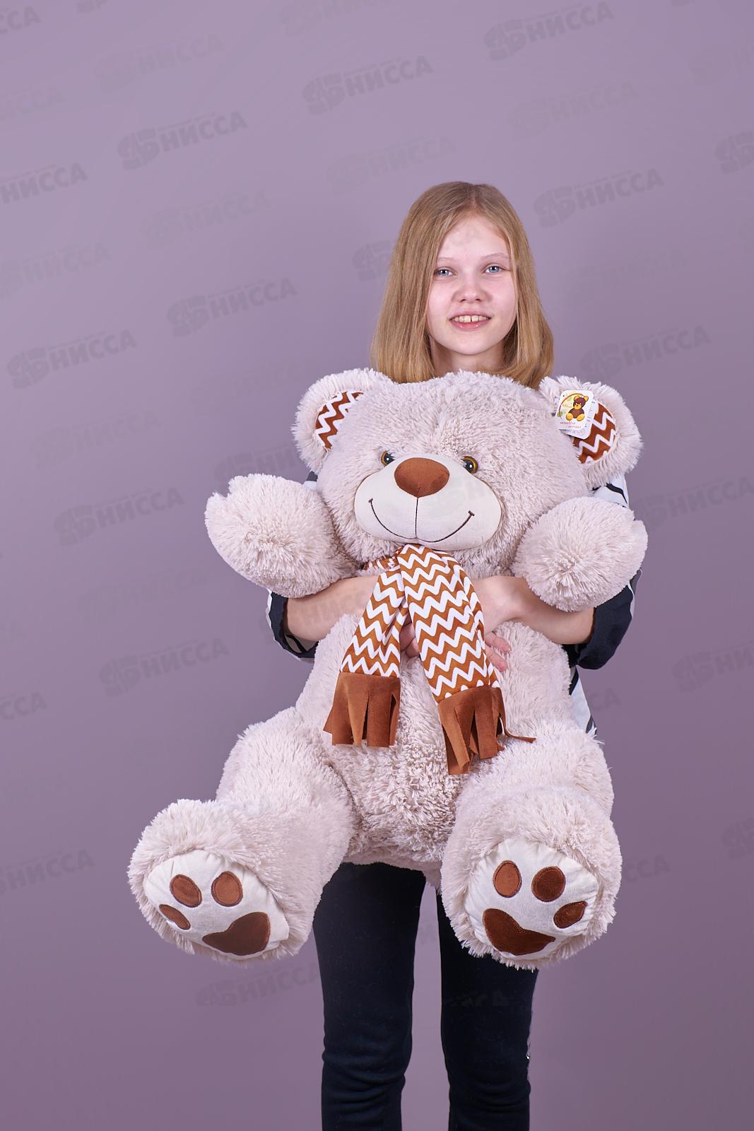 Медведь Макс 60см, МАК-90Л цвет-светло-серый, с шарфом Мила