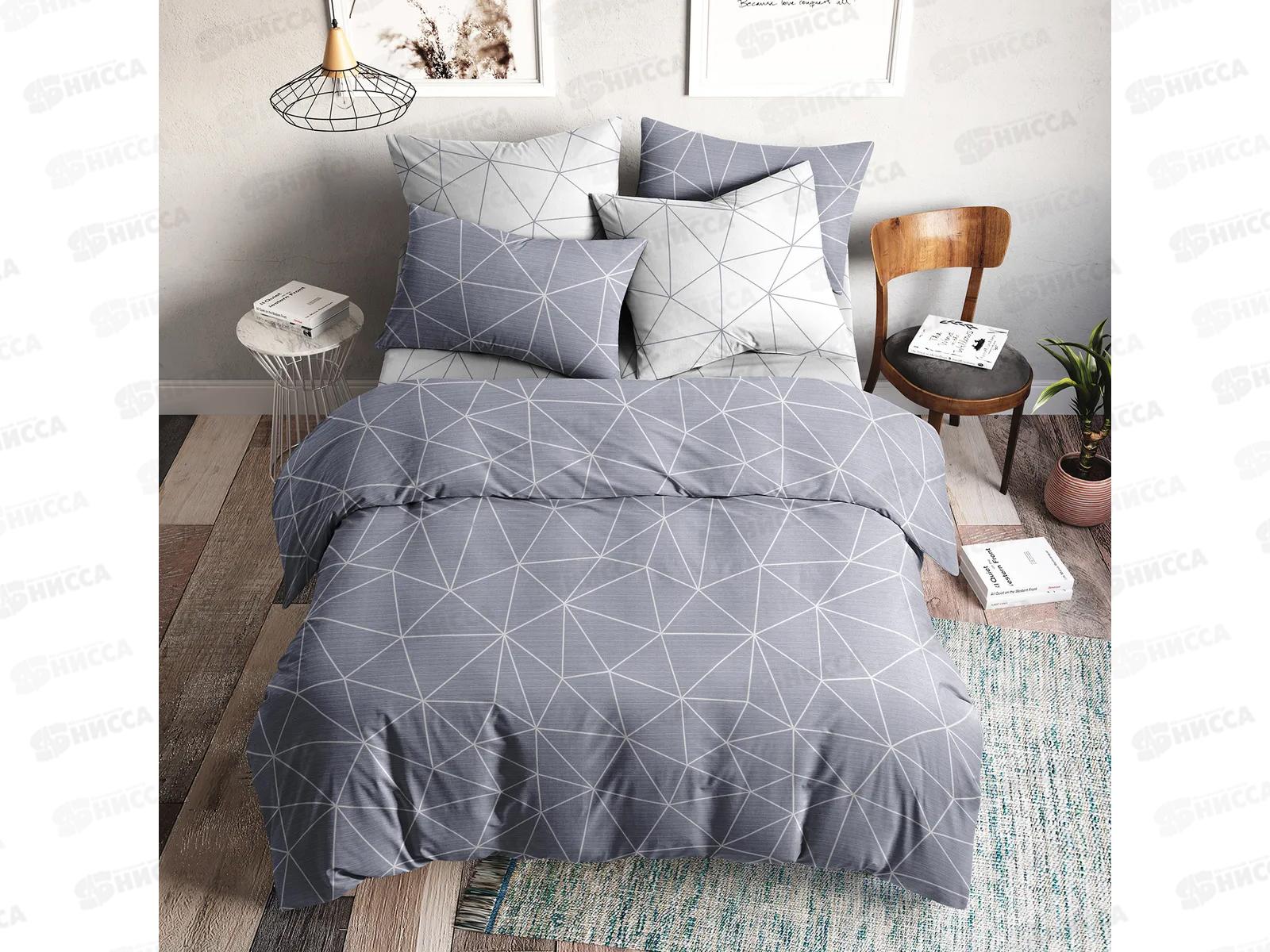 Комплект Постельного Белья 2,0 спальный Поплин НН Грань серая