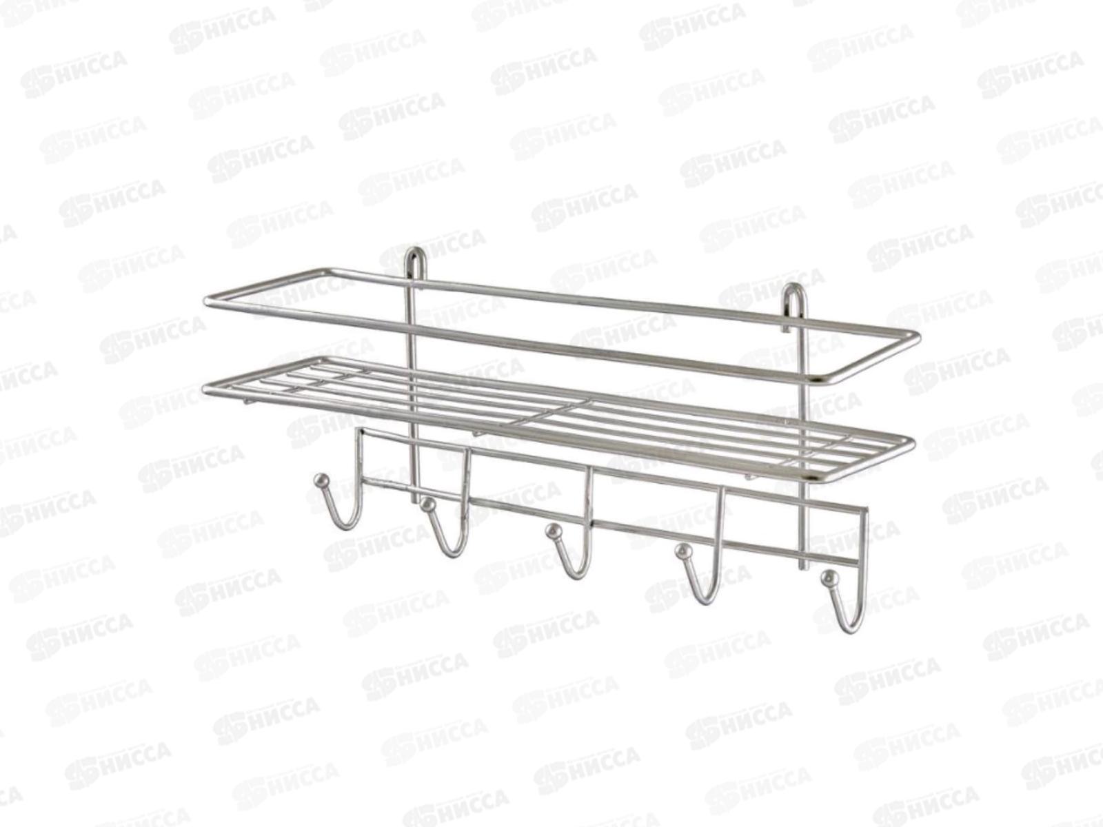 Полка в ванну 5 крючков хром АЛТ13С  *8