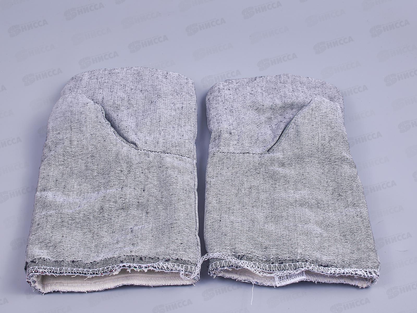 Рукавицы рабочие утепленные, бязь, ватин, серые, 0516